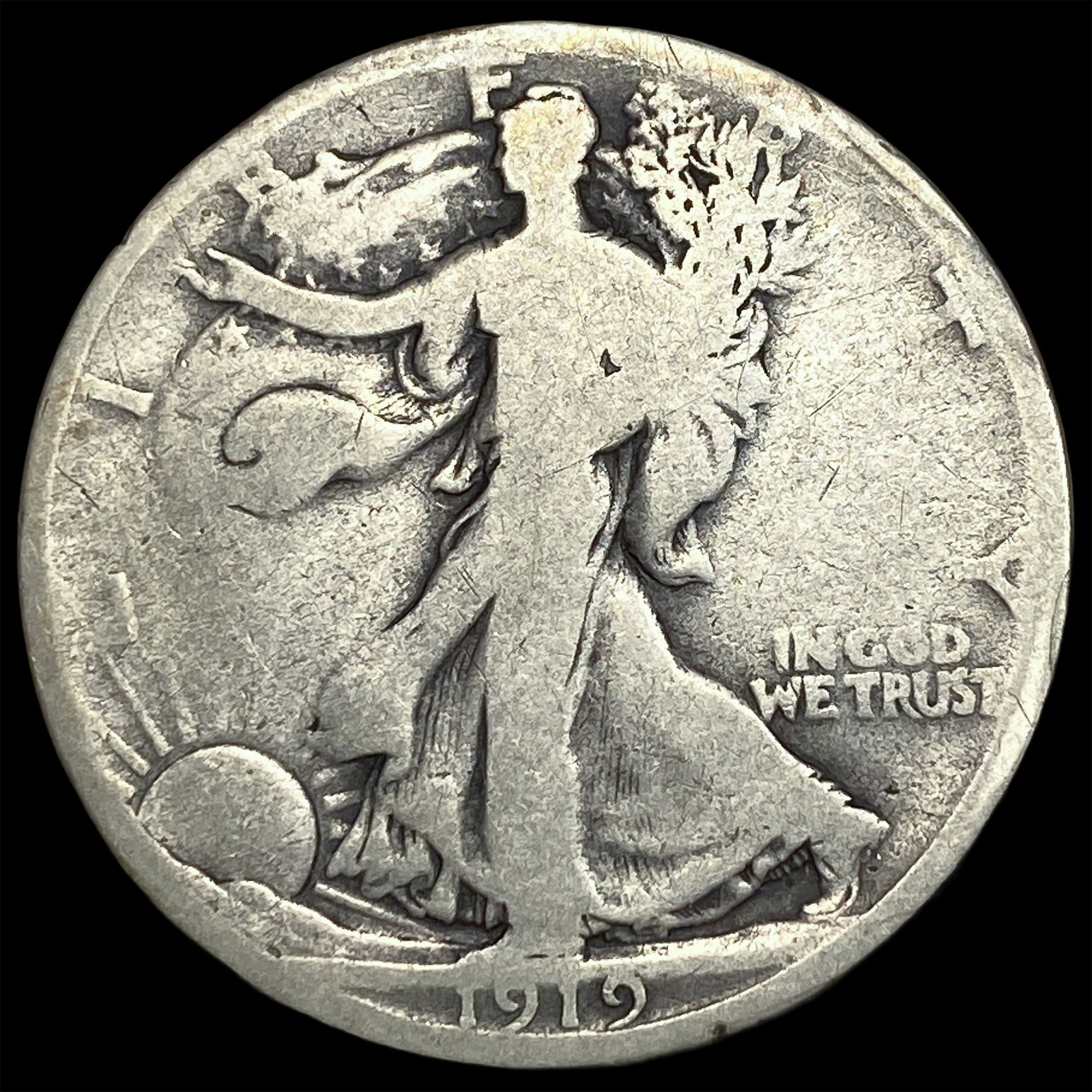 1919-D Silver Walking Liberty Half Dollar NICELY CIRCULATED (1 of 2)