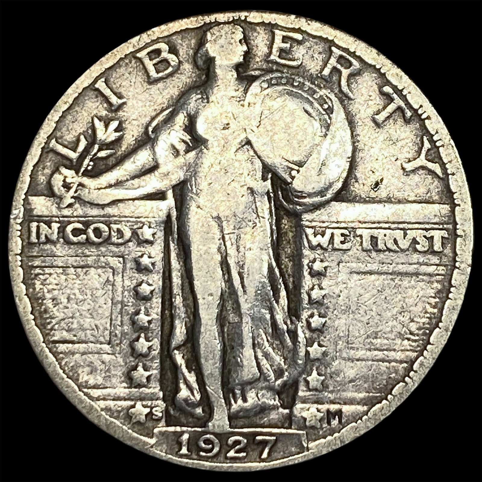 1927-S Silver Standing Liberty Quarter NEARLY UNCIRCULATED: 1927-S Silver Standing Liberty Quarter NEARLY UNCIRCULATED