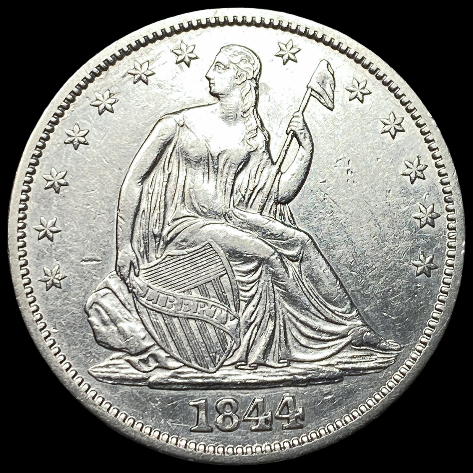 1844 Silver Half Dollar (Seated Liberty) CLOSELY UNCIRCULATED (1 of 2)