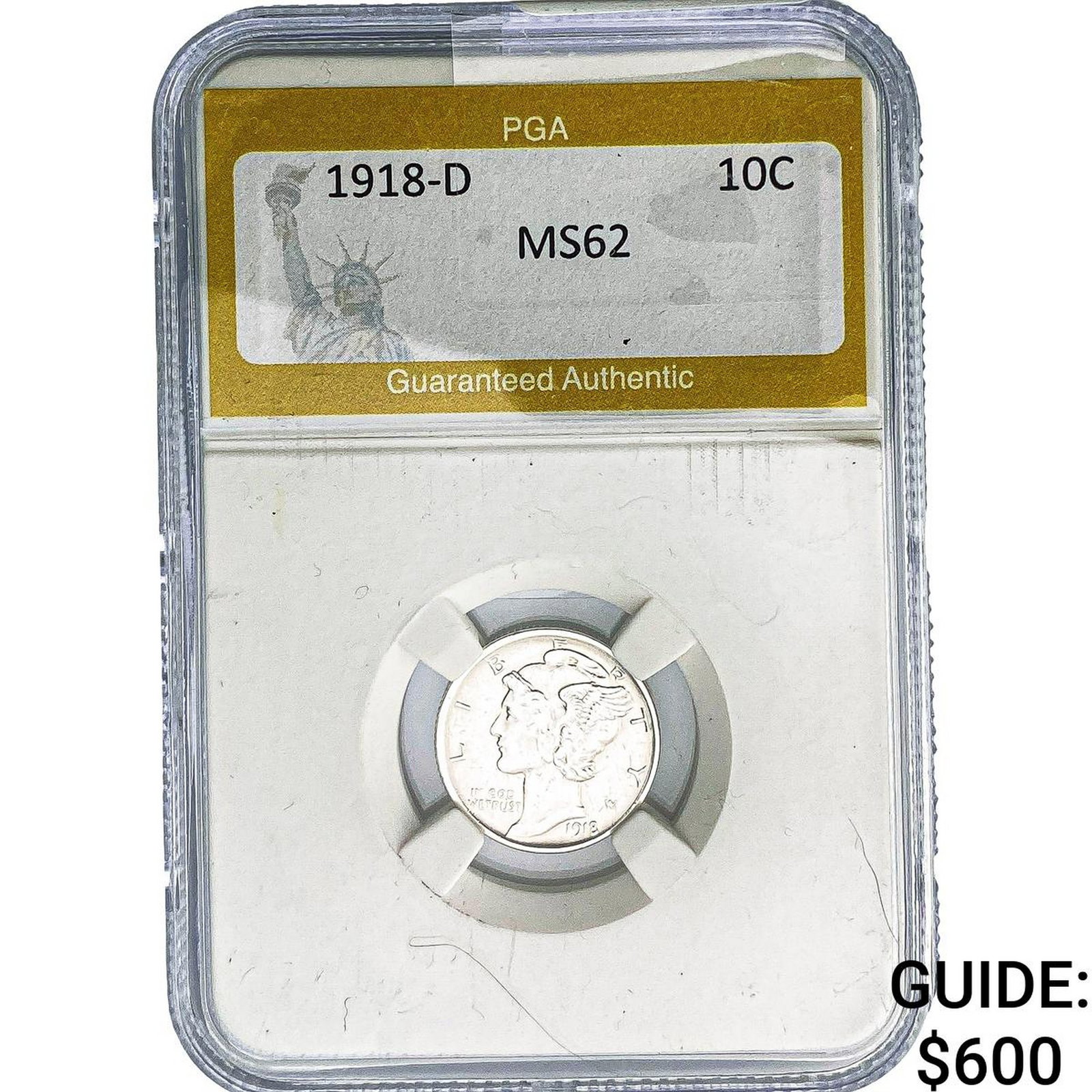 1918-D Mercury Silver Dime PGA MS62 (1 of 2)
