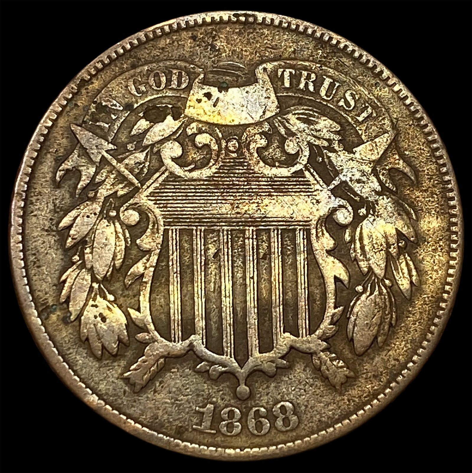 1868 Copper Two-Cent Piece NEARLY UNCIRCULATED: 1868 Copper Two-Cent Piece NEARLY UNCIRCULATED