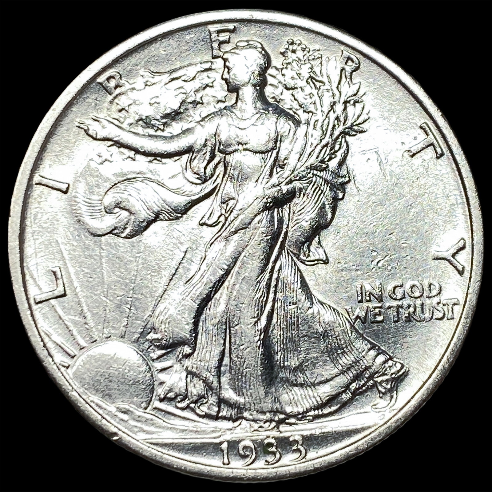 1933-S Silver Walking Liberty Half Dollar CLOSELY UNCIRCULATED: 1933-S Silver Walking Liberty Half Dollar CLOSELY UNCIRCULATED