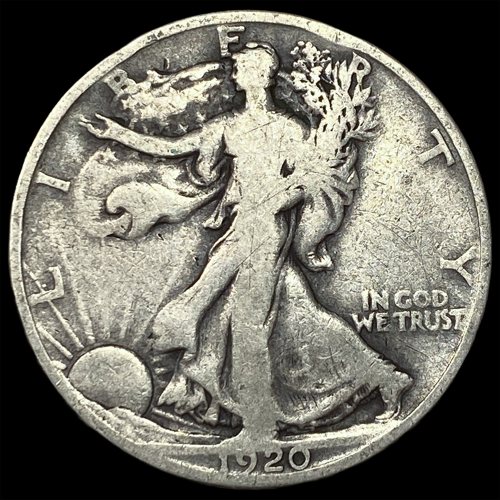 1920-D Silver Walking Liberty Half Dollar LIGHTLY CIRCULATED (1 of 2)