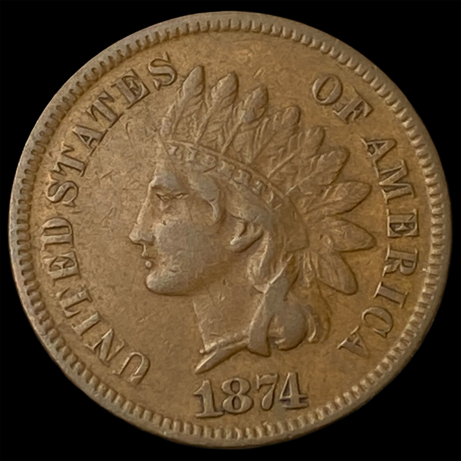 1874 Indian Head Cent CLOSELY UNCIRCULATED (1 of 2)