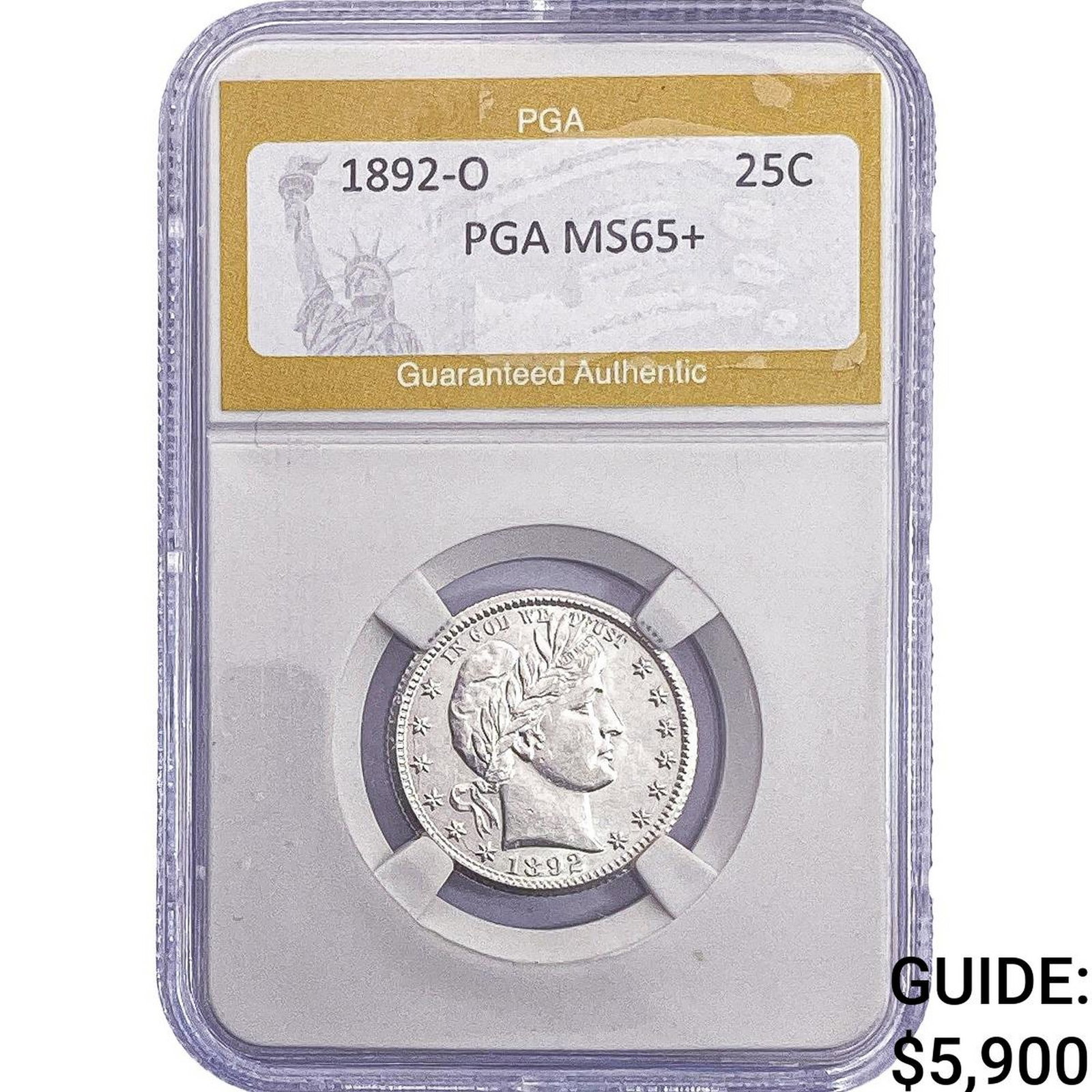 1892-O Barber Quarter PGA MS65+ (1 of 2)