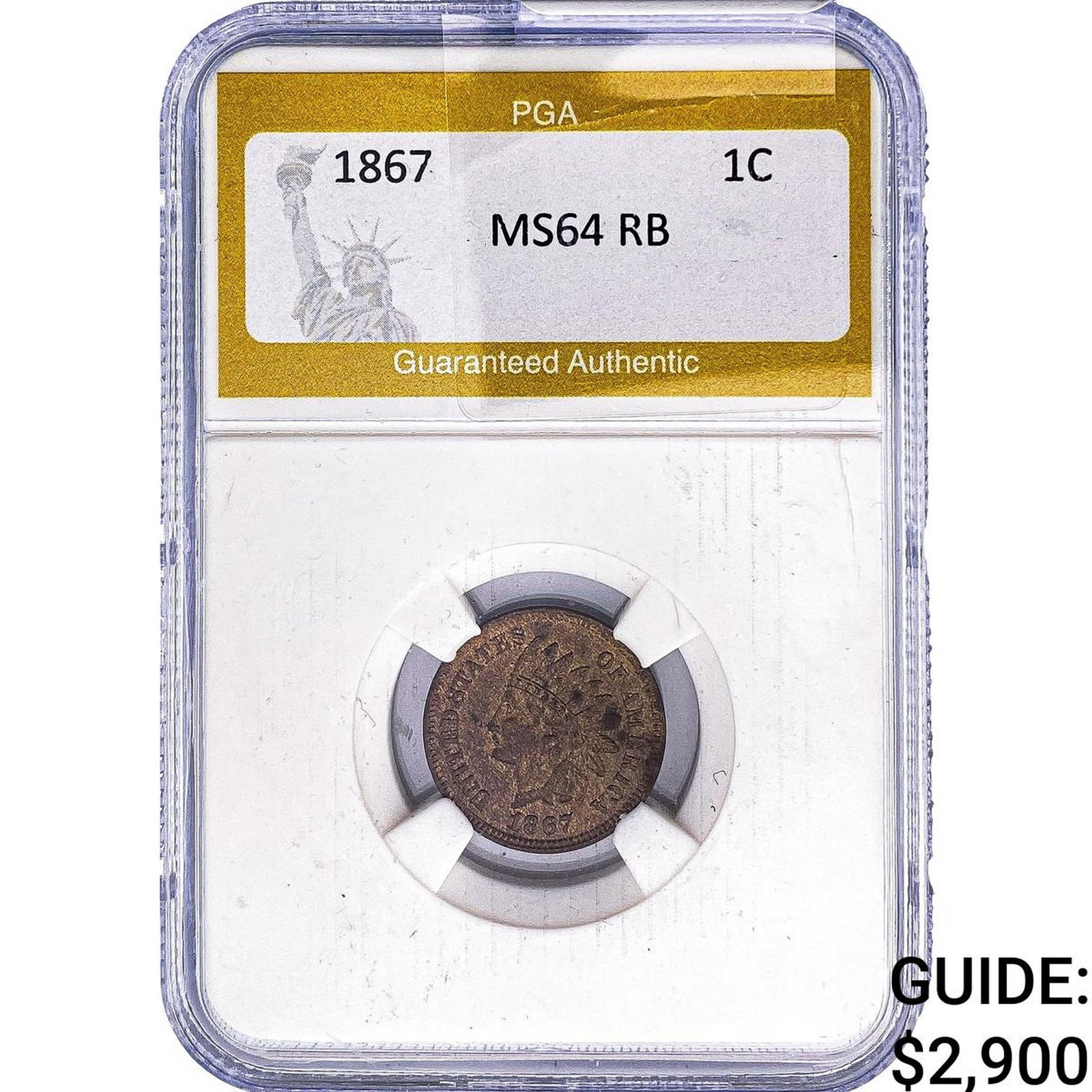 1867 Indian Head Cent PGA MS64 RB (1 of 2)
