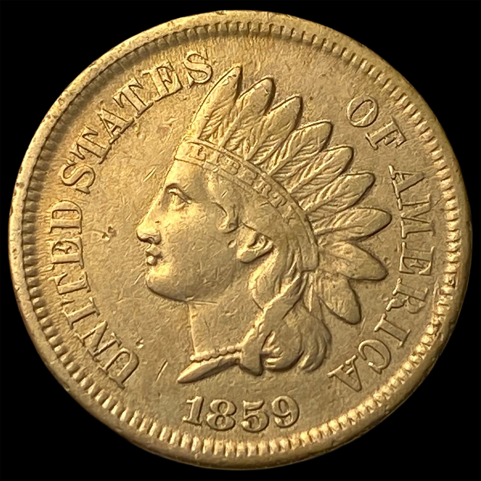 1859 Copper-Nickel Indian Head Cent CLOSELY UNCIRCULATED: 1859 Copper-Nickel Indian Head Cent CLOSELY UNCIRCULATED