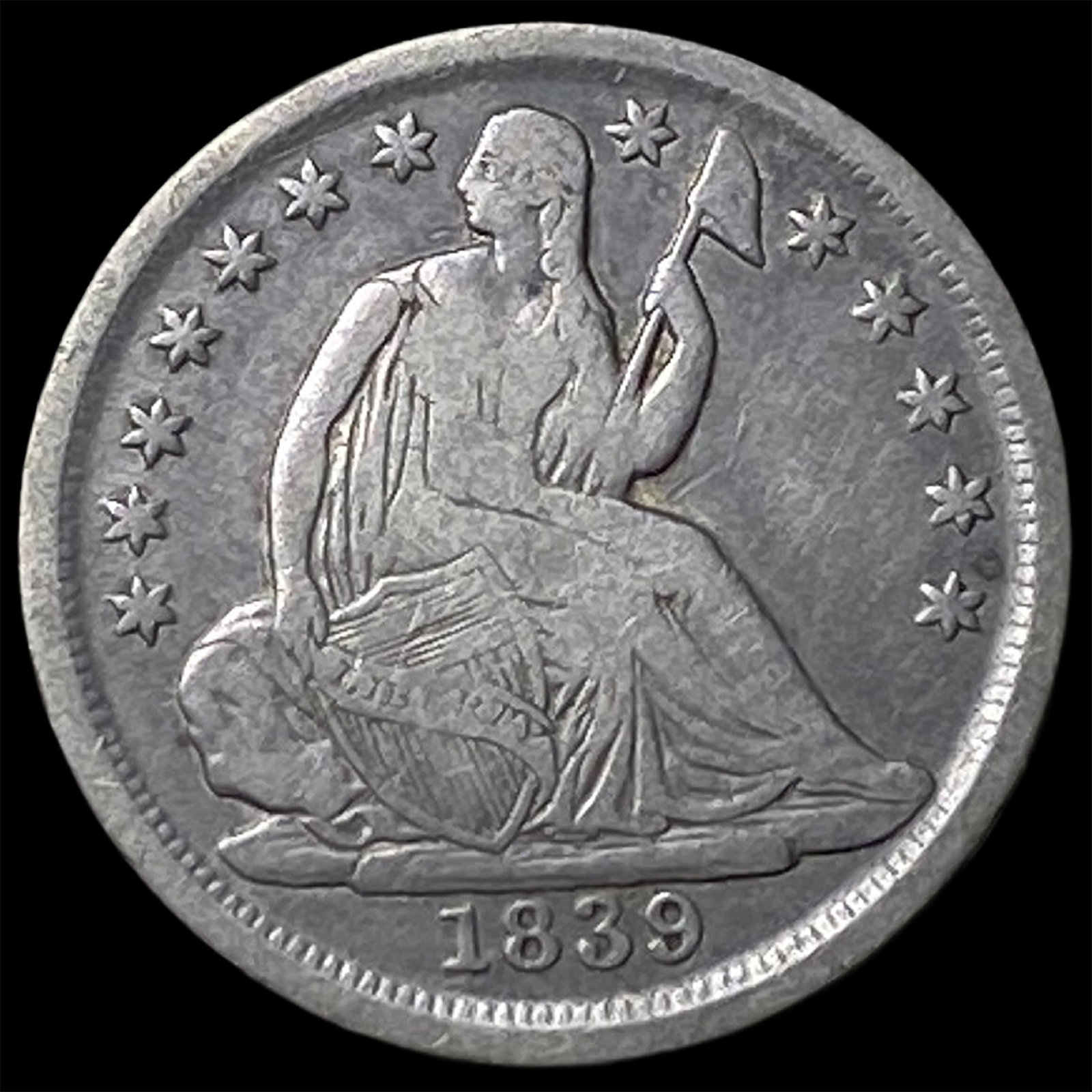 1839-O Silver Half Dime NEARLY UNCIRCULATED (1 of 2)