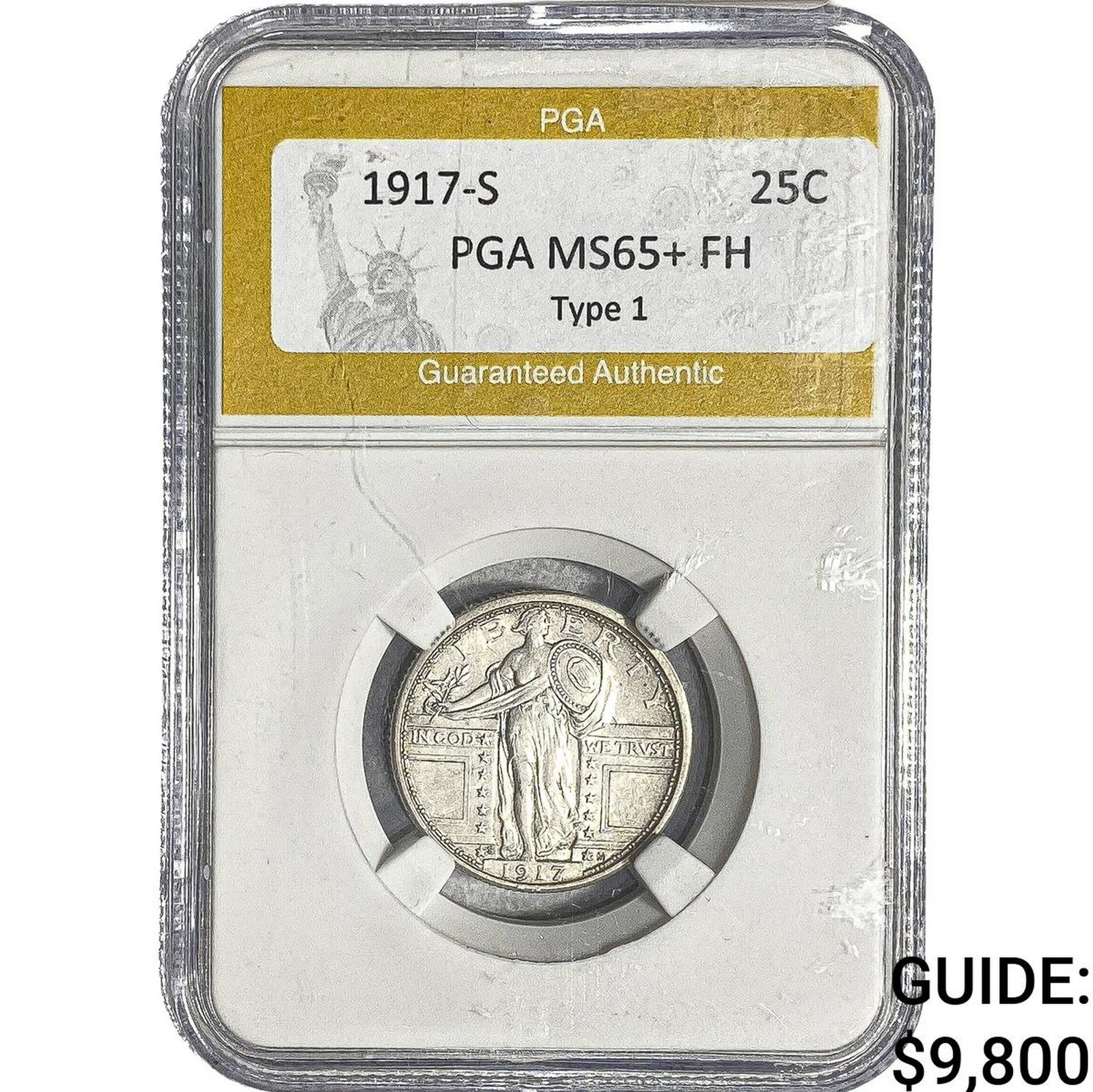 1917-S Standing Liberty Quarter PGA MS65+ FH Type 1: 1917-S Standing Liberty Quarter PGA MS65+ FH Type 1