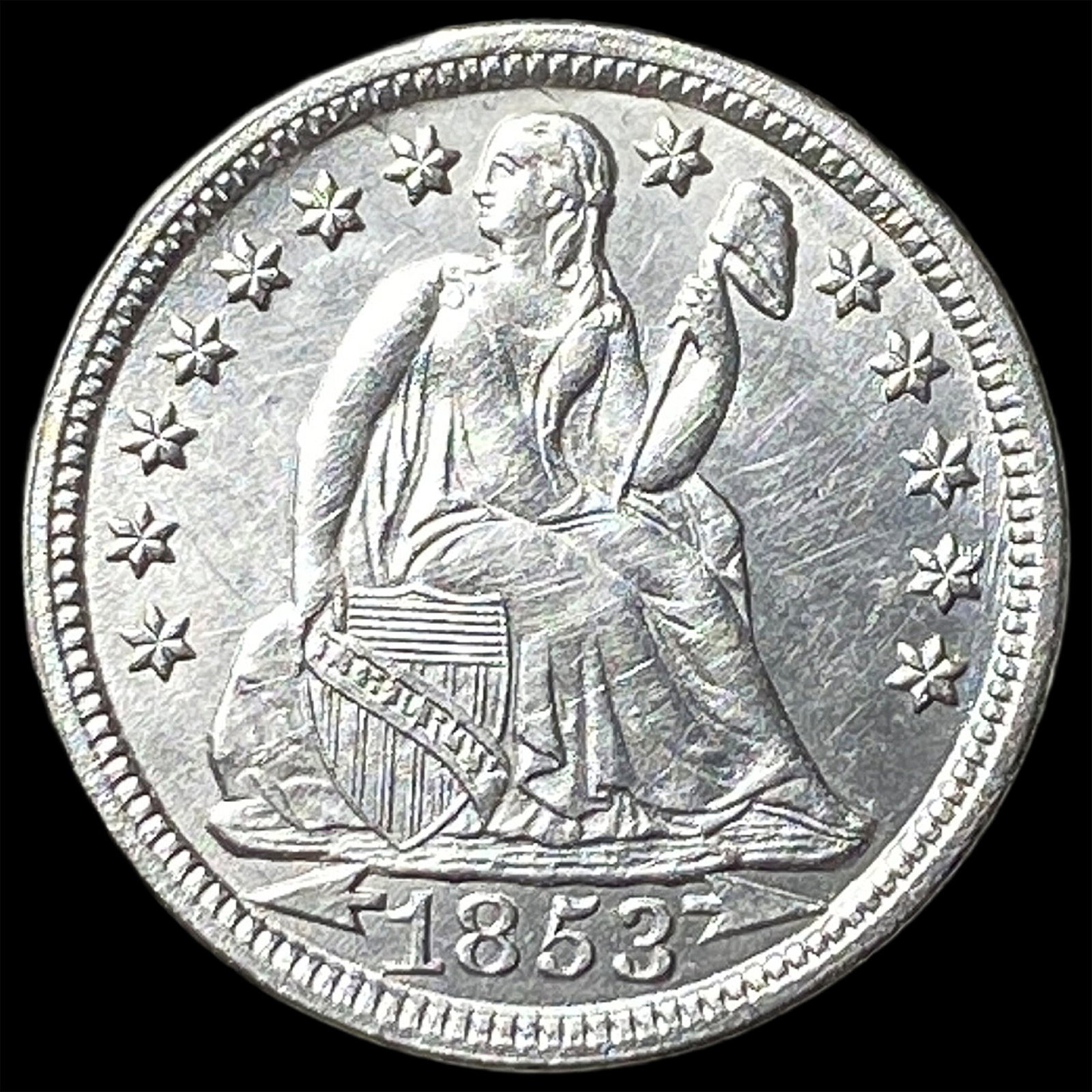1853 Arrows Seated Liberty Dime UNCIRCULATED: 1853 Arrows Seated Liberty Dime UNCIRCULATED