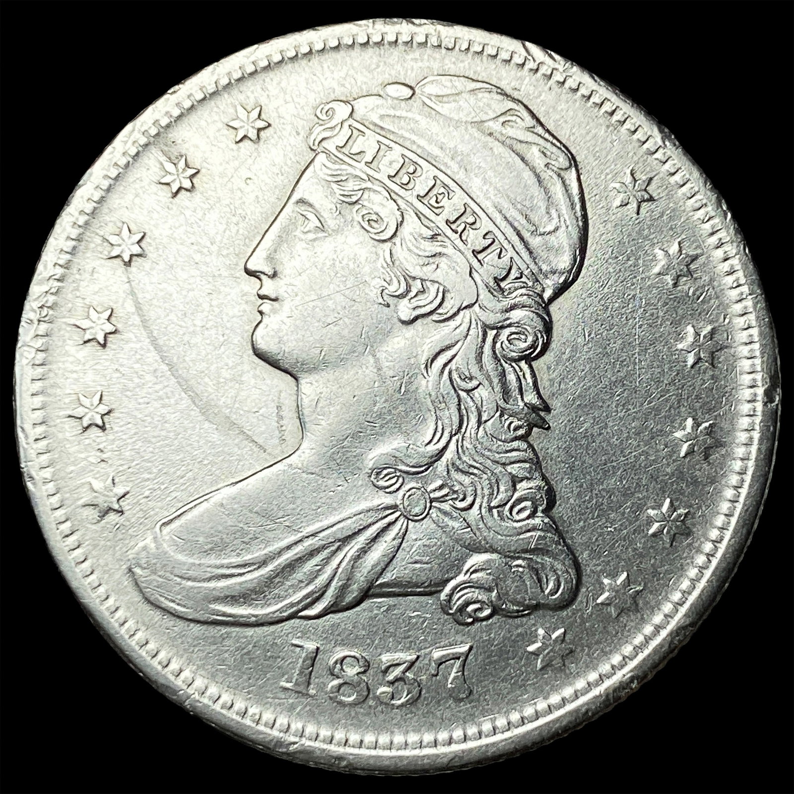 1837 Capped Bust Silver Half Dollar CLOSELY UNCIRCULATED (1 of 2)