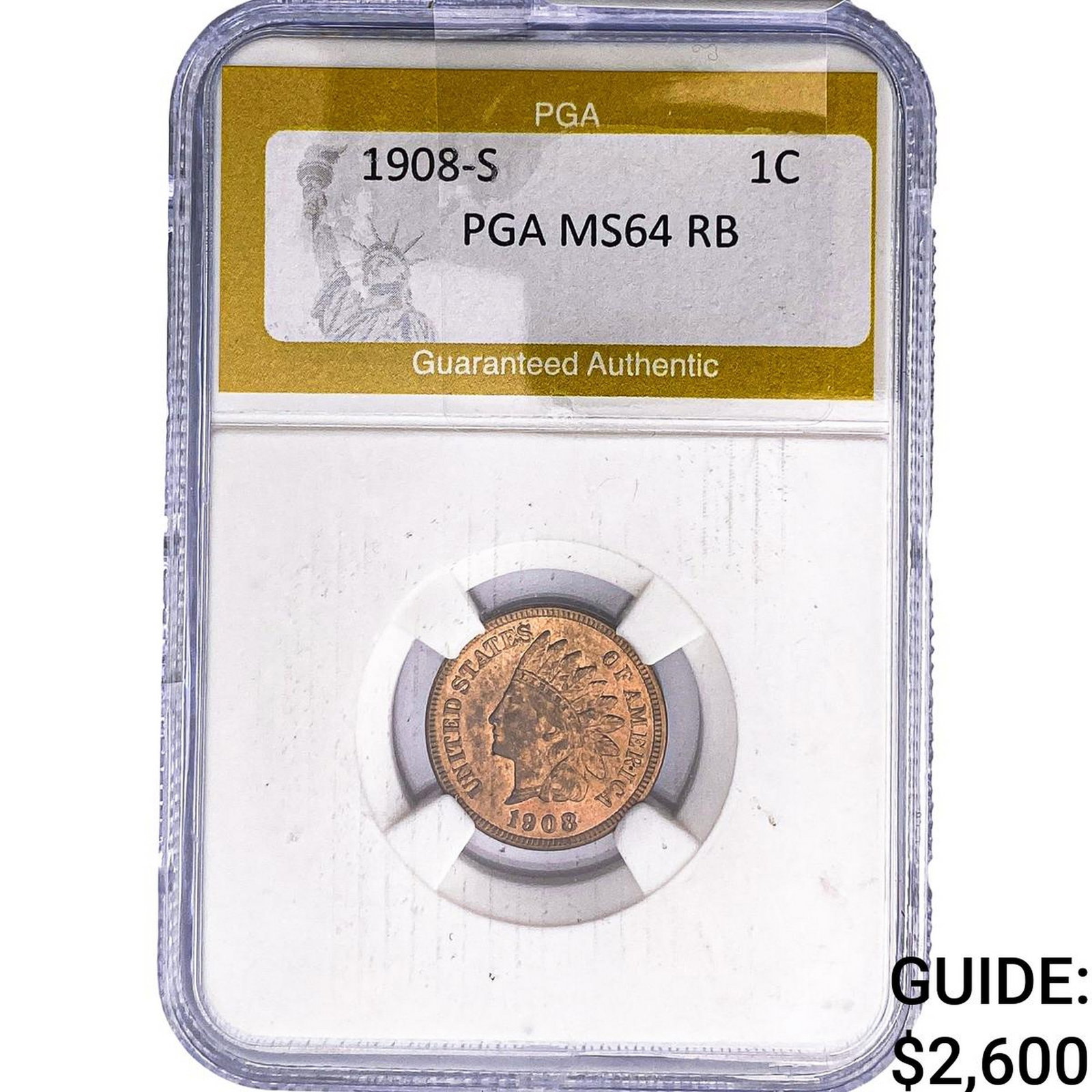 1908-S Indian Head Cent PGA MS64 RB (1 of 2)