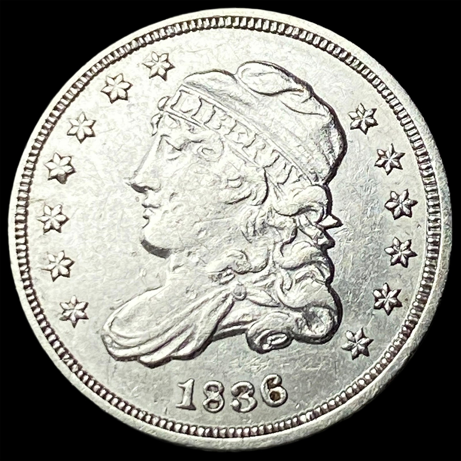 1836 Silver Capped Bust Half Dime CLOSELY UNCIRCULATED (1 of 2)