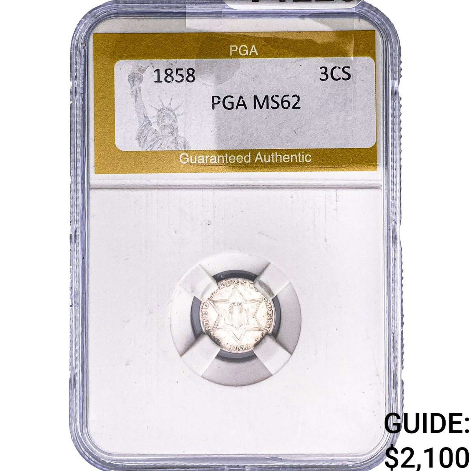 1858 Silver Three Cent PGA MS62 (1 of 2)