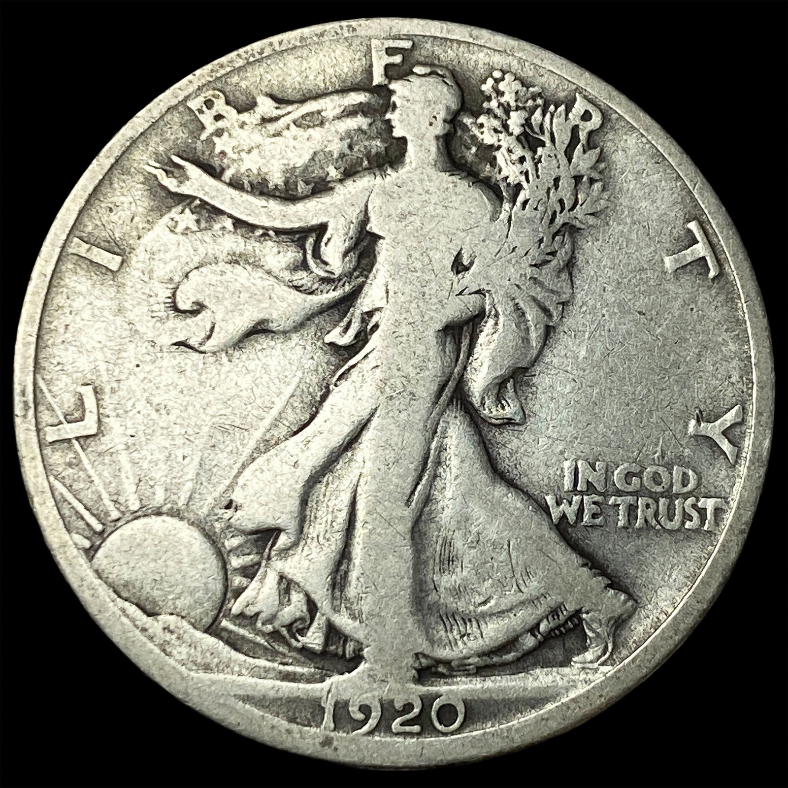 1920-D Silver Walking Liberty Half Dollar NICELY CIRCULATED: 1920-D Silver Walking Liberty Half Dollar NICELY CIRCULATED
