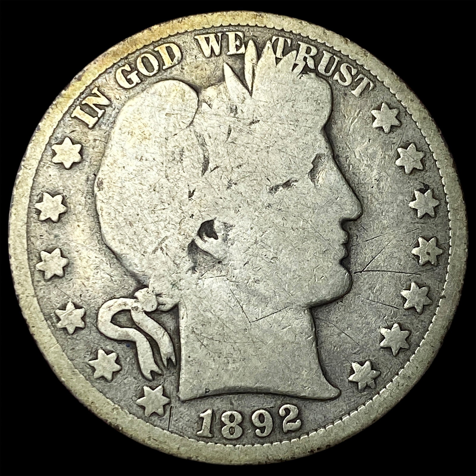 1892 Silver Barber Half Dollar NICELY CIRCULATED (1 of 2)