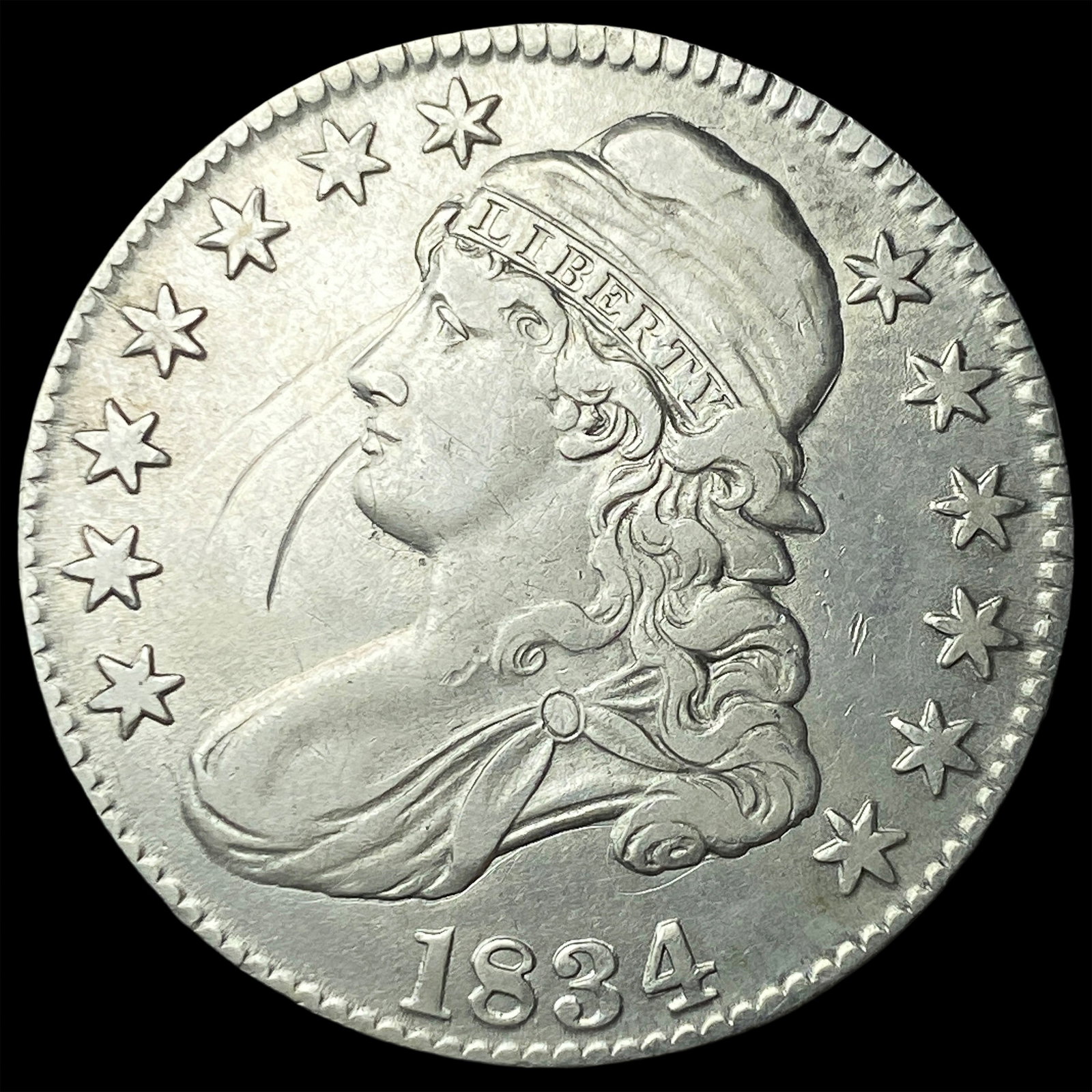 1834 Capped Bust Half Dollar ABOUT UNCIRCULATED: 1834 Capped Bust Half Dollar ABOUT UNCIRCULATED