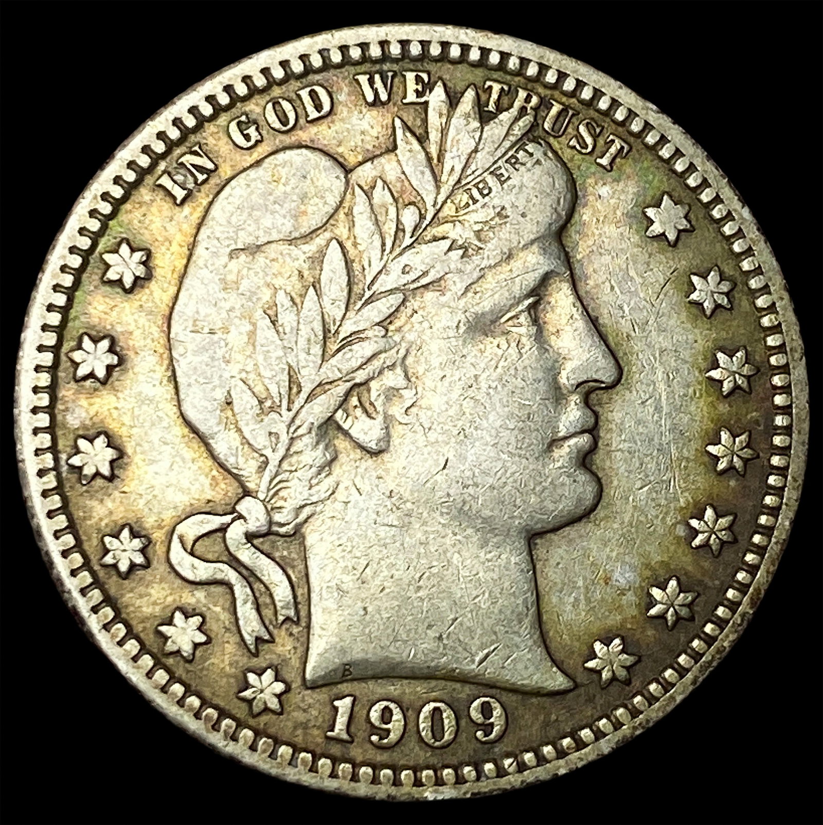 1909 Barber Silver Quarter NEARLY UNCIRCULATED (1 of 2)