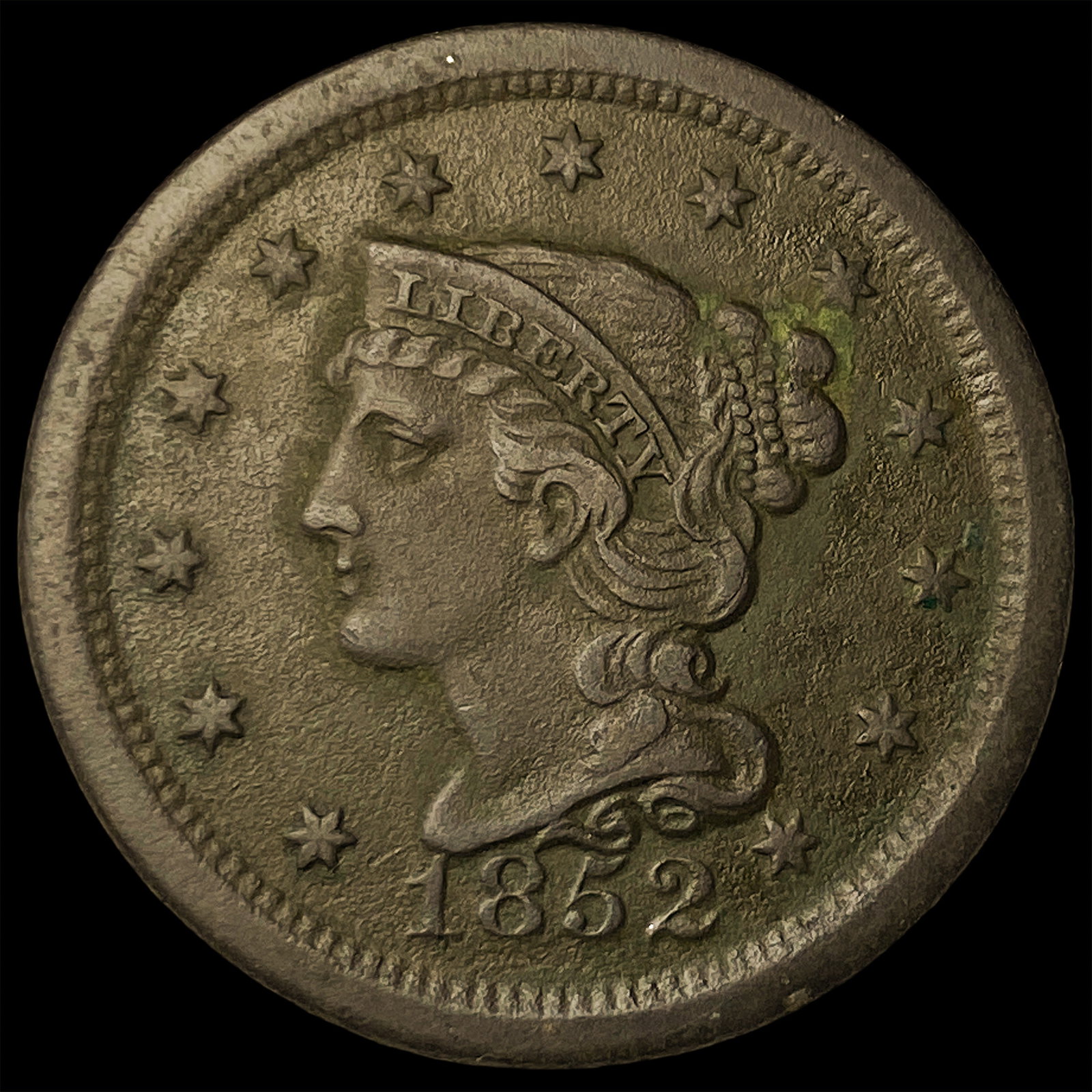 1852 Braided Hair Large Cent NEARLY UNCIRCULATED (1 of 2)