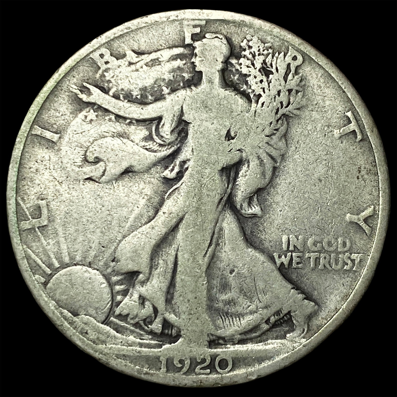 1920-D Silver Walking Liberty Half Dollar NICELY CIRCULATED: 1920-D Silver Walking Liberty Half Dollar NICELY CIRCULATED