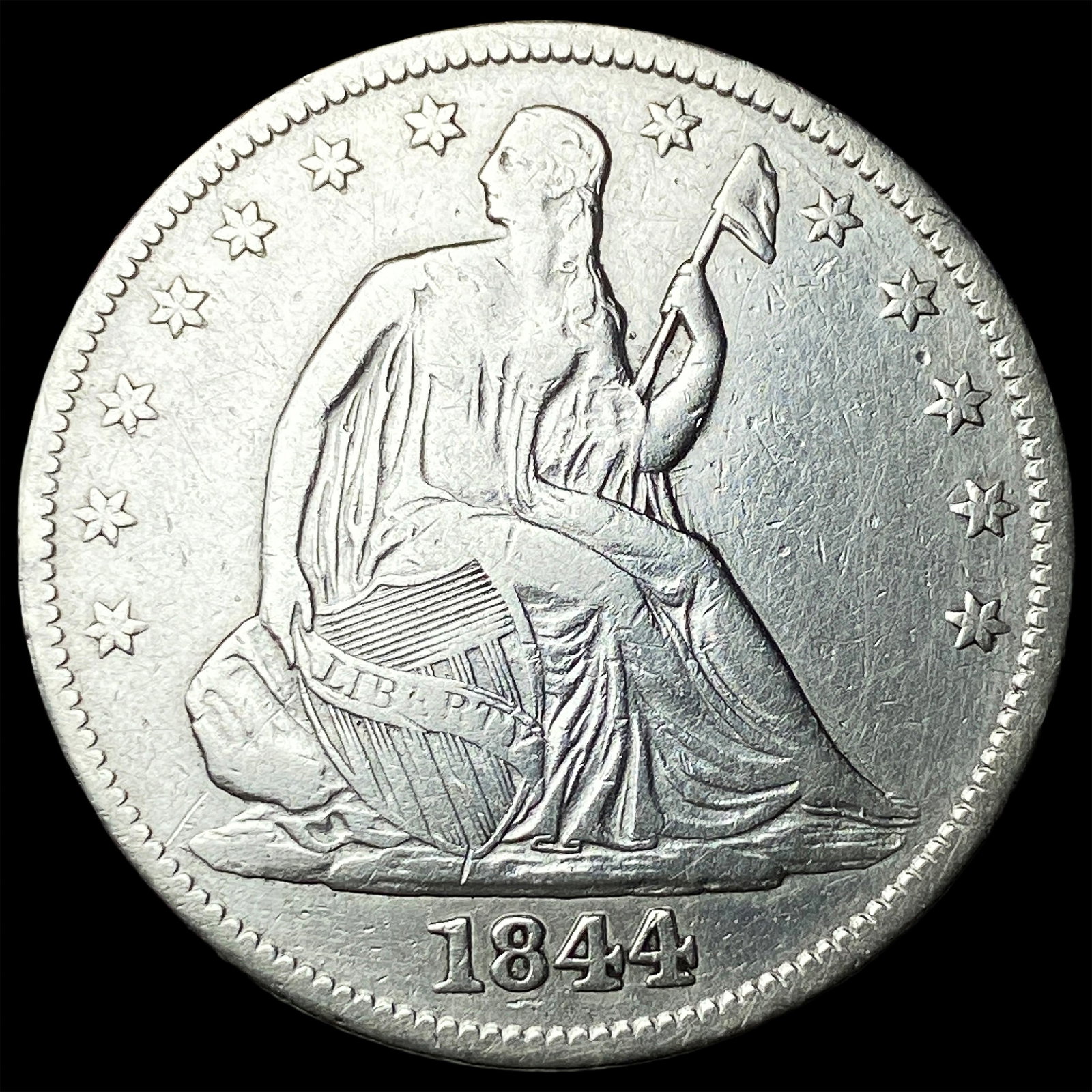 1844 Silver Seated Liberty Half Dollar NEARLY UNCIRCULATED (1 of 2)