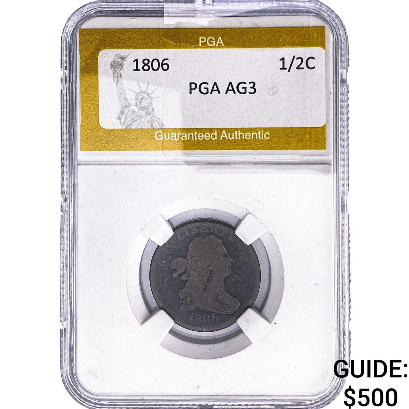 1806 Draped Bust Half Cent PGA AG3 (1 of 2)