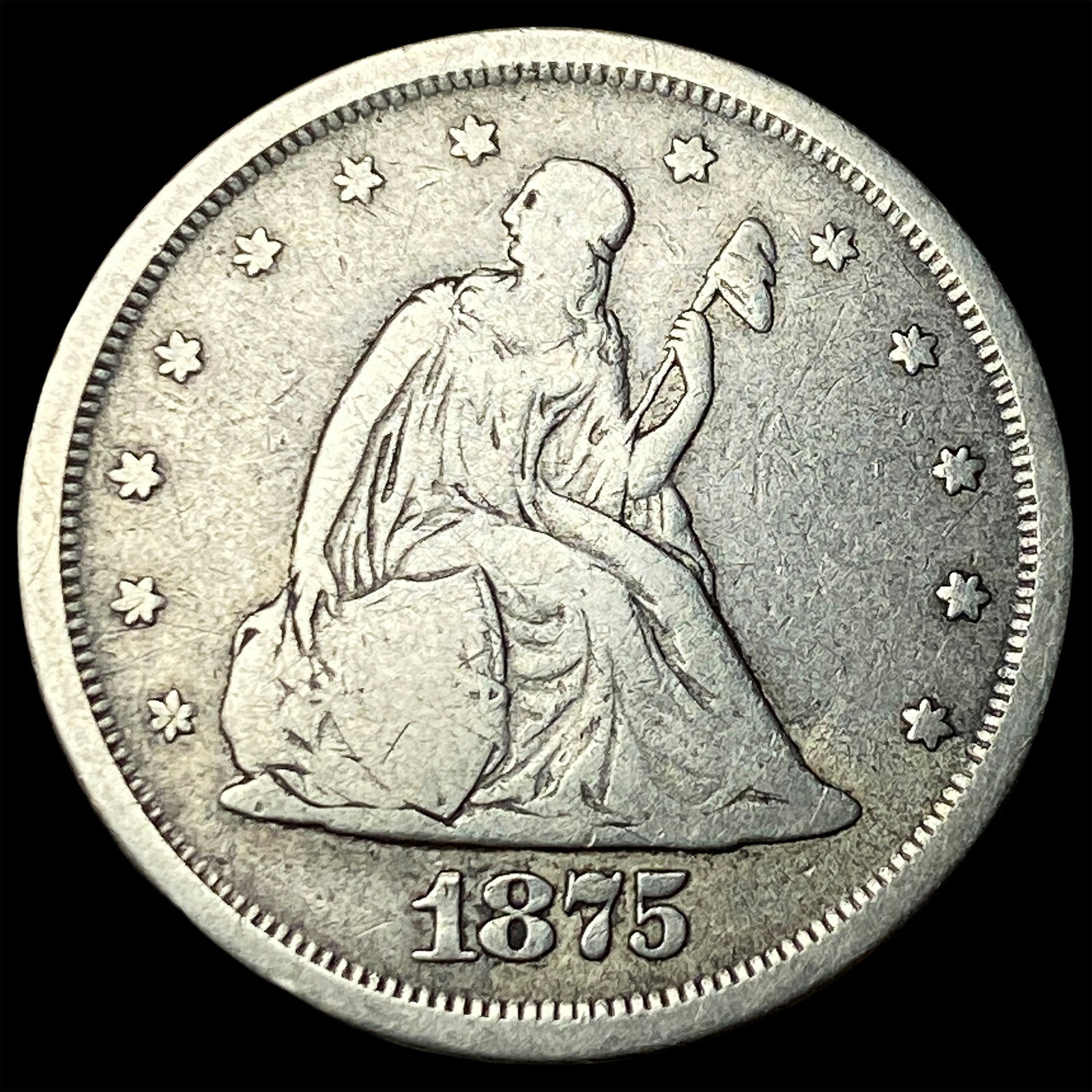 1875-S Silver Twenty Cent Piece ABOUT UNCIRCULATED: 1875-S Silver Twenty Cent Piece ABOUT UNCIRCULATED