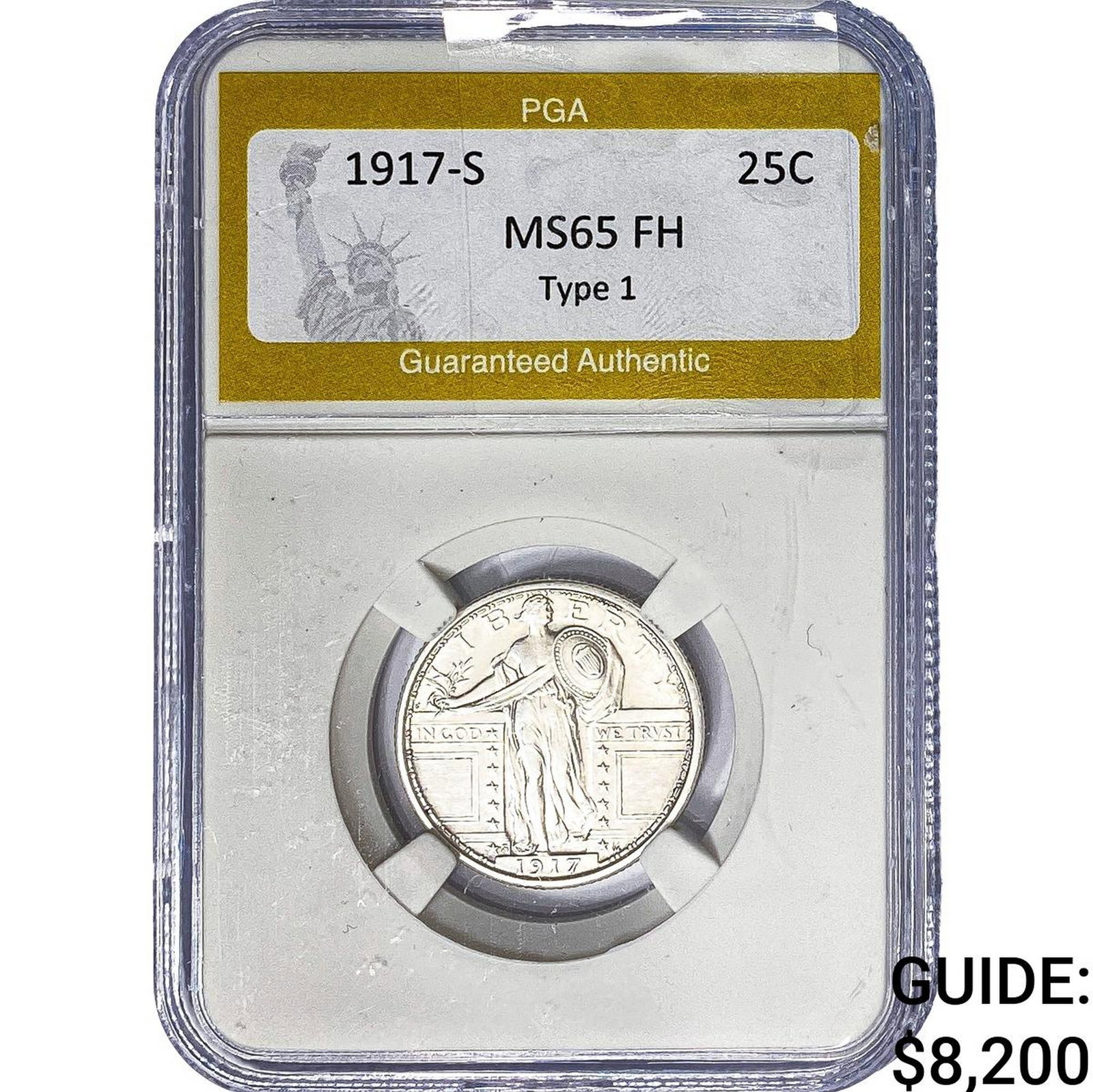 1917-S Standing Liberty Quarter PGA MS65 FH Type 1: 1917-S Standing Liberty Quarter PGA MS65 FH Type 1