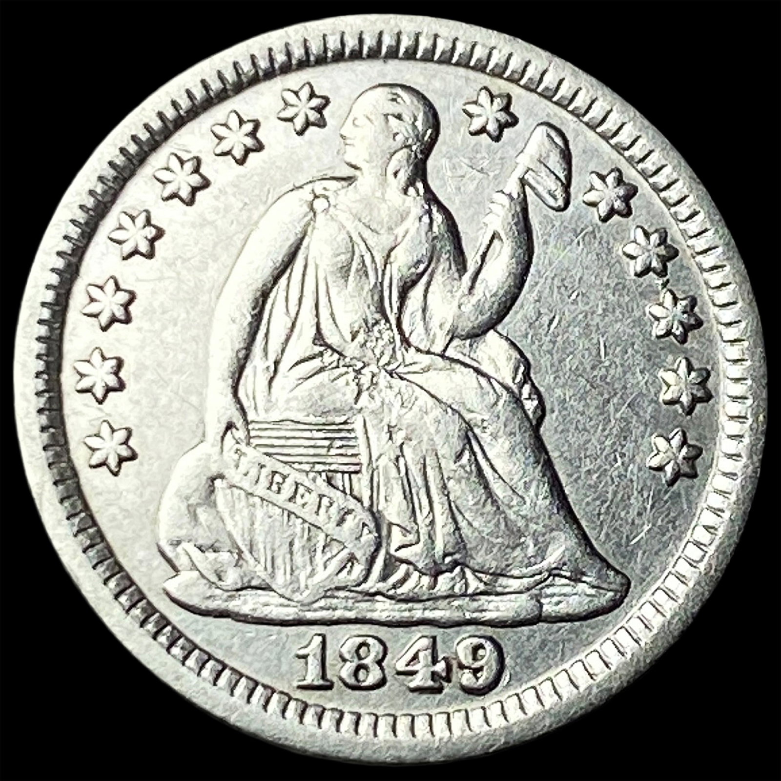 1849 Silver Seated Liberty Half Dime UNCIRCULATED: 1849 Silver Seated Liberty Half Dime UNCIRCULATED