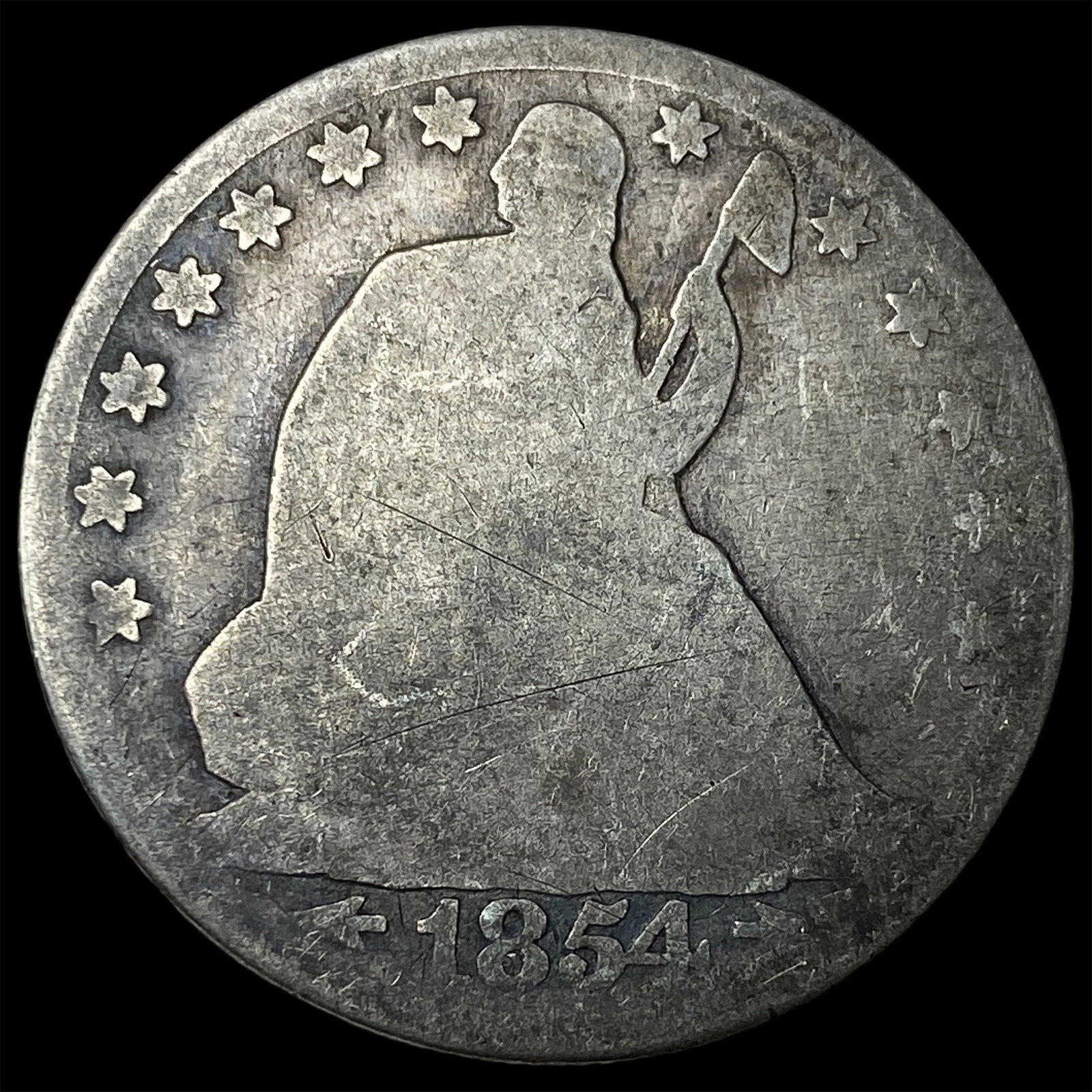 1854-O Arrows Silver Seated Liberty Half Dollar NICELY CIRCULATED: 1854-O Arrows Silver Seated Liberty Half Dollar NICELY CIRCULATED