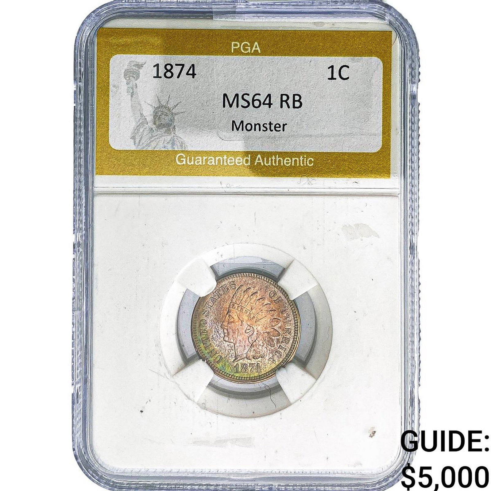 1874 Indian Head Cent PGA MS64 RB Monster: 1874 Indian Head Cent PGA MS64 RB Monster