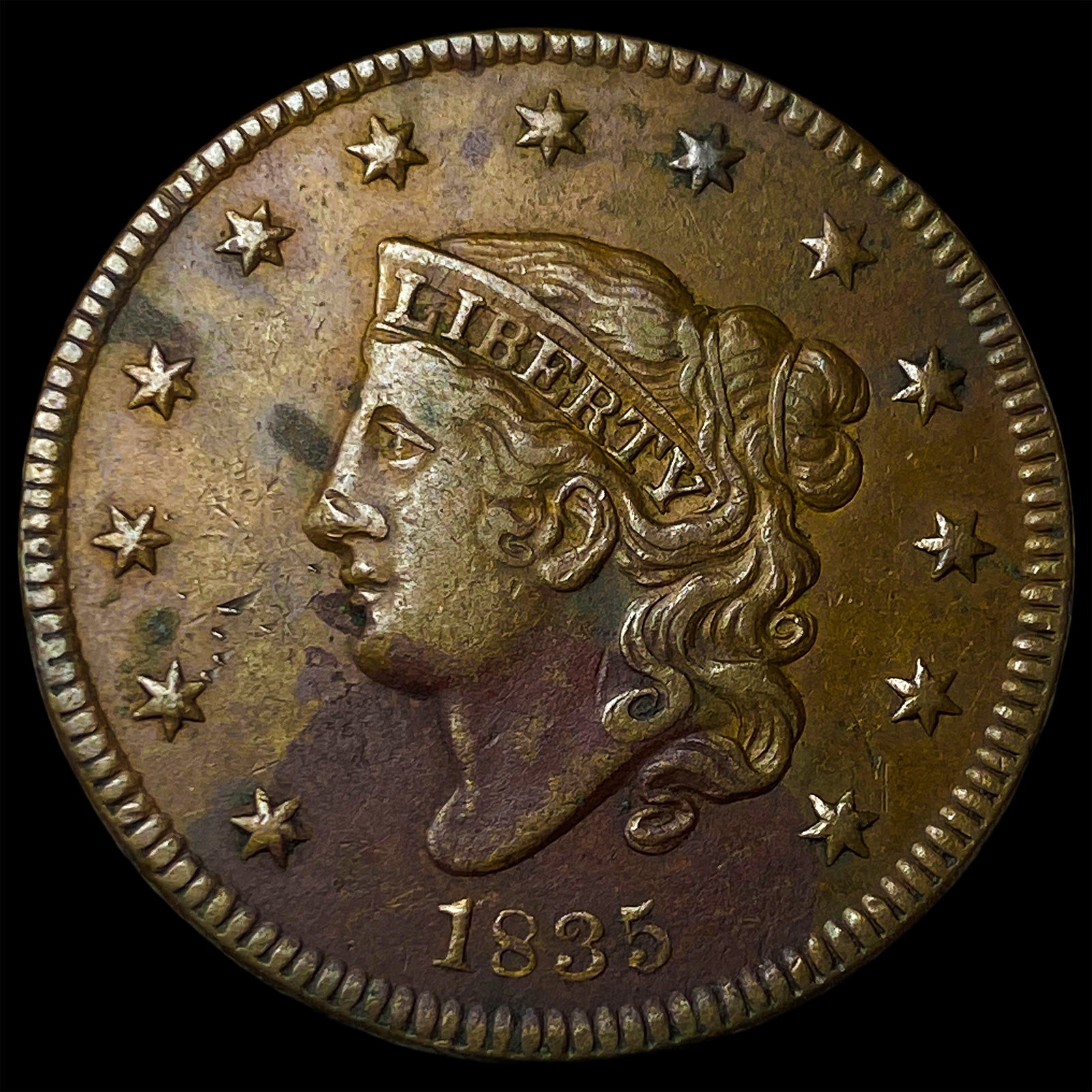 1835 Coronet Head Large Cent NEARLY UNCIRCULATED (1 of 2)