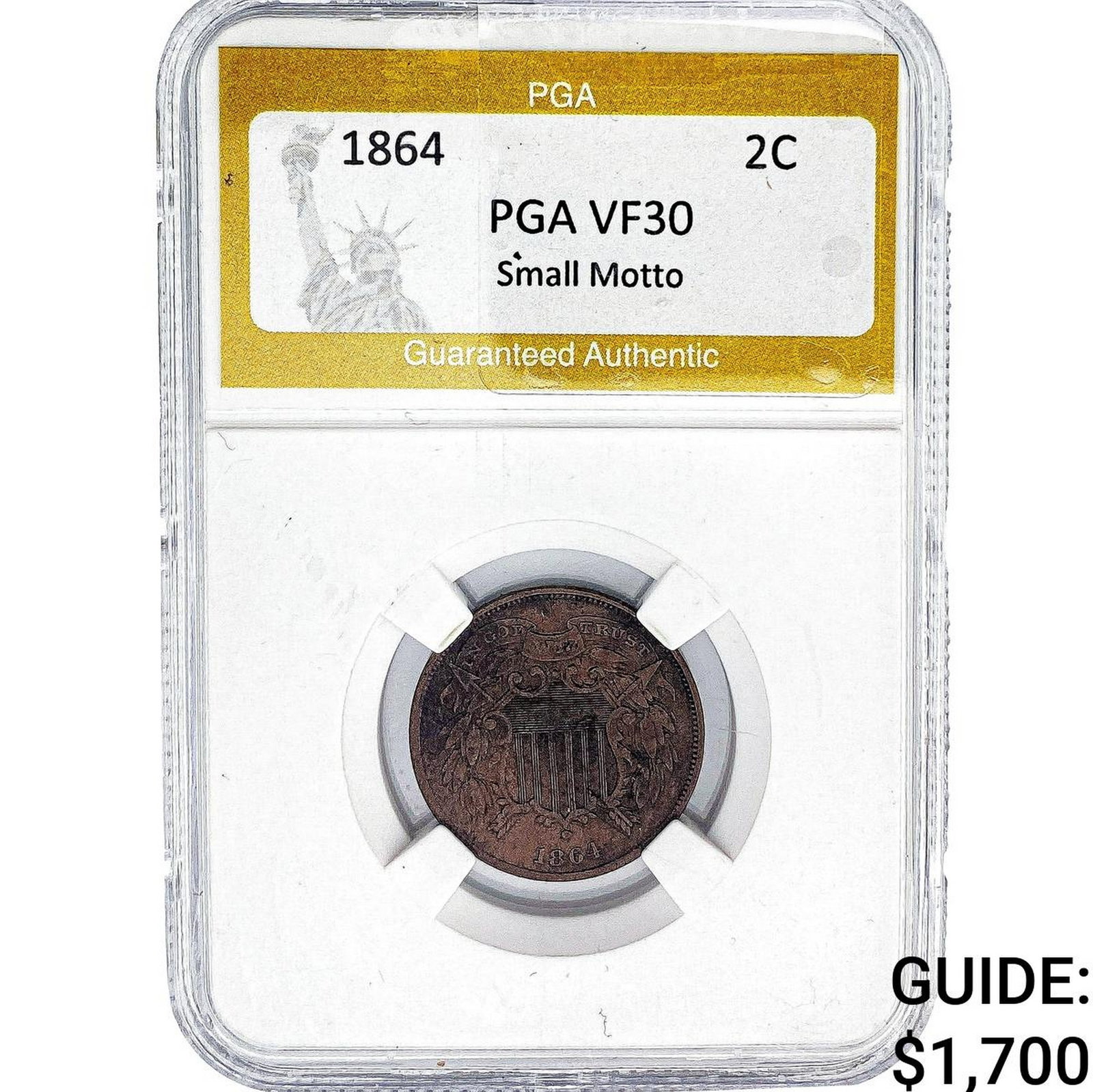 1864 Two Cent Piece PGA VF30 Small Motto (1 of 2)