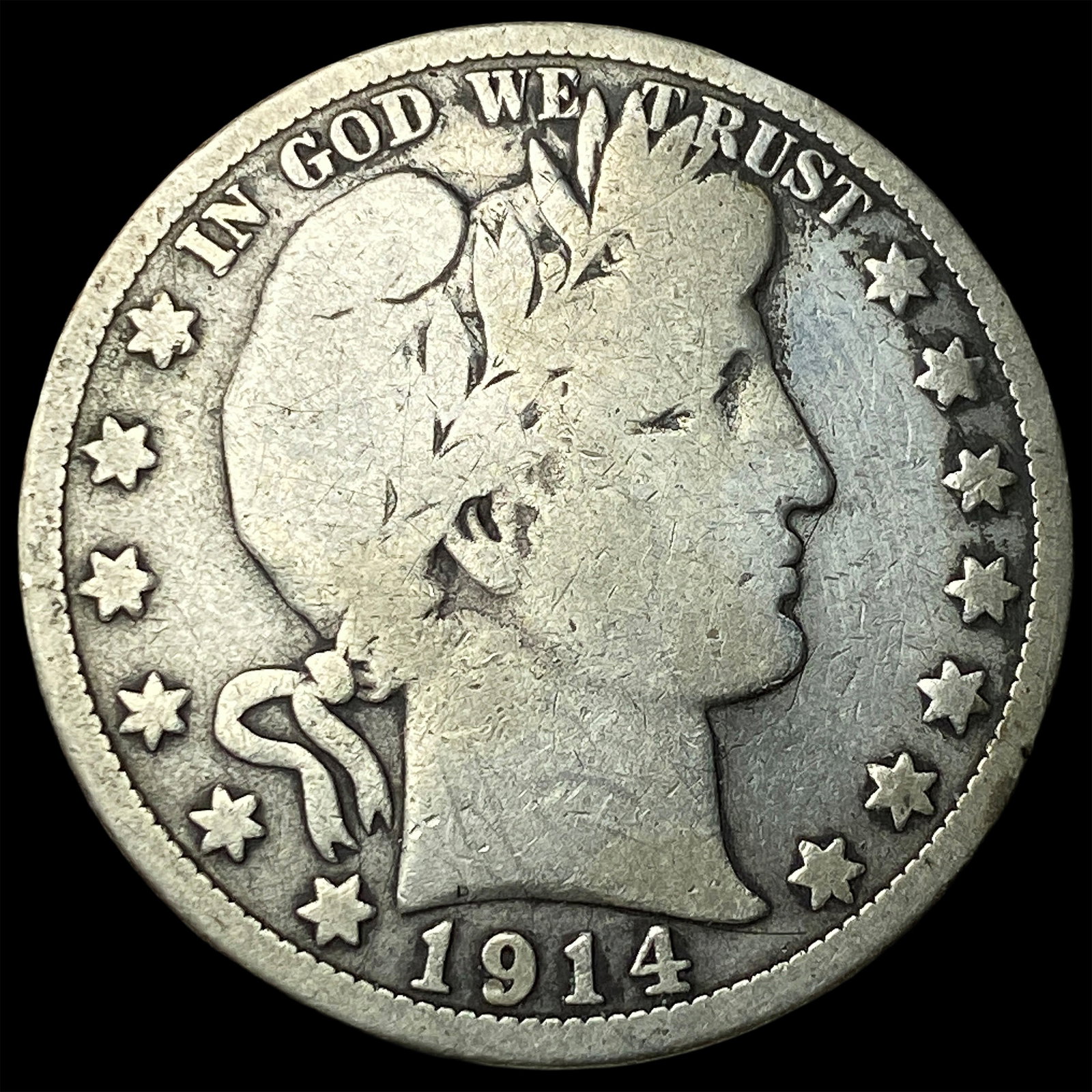 1914 Silver Barber Half Dollar NICELY CIRCULATED: 1914 Silver Barber Half Dollar NICELY CIRCULATED