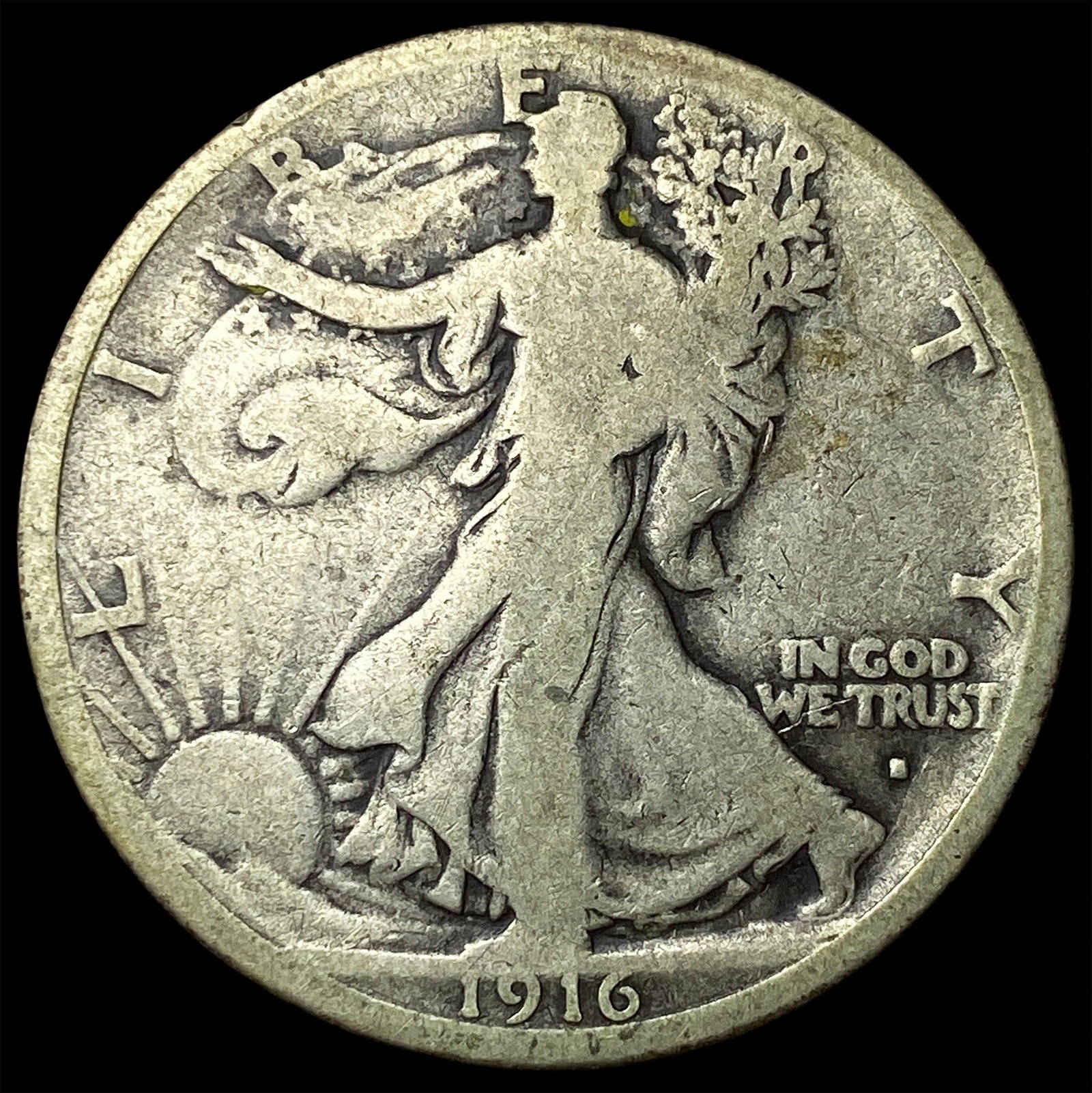1916-S Silver Walking Liberty Half Dollar NICELY CIRCULATED: 1916-S Silver Walking Liberty Half Dollar NICELY CIRCULATED