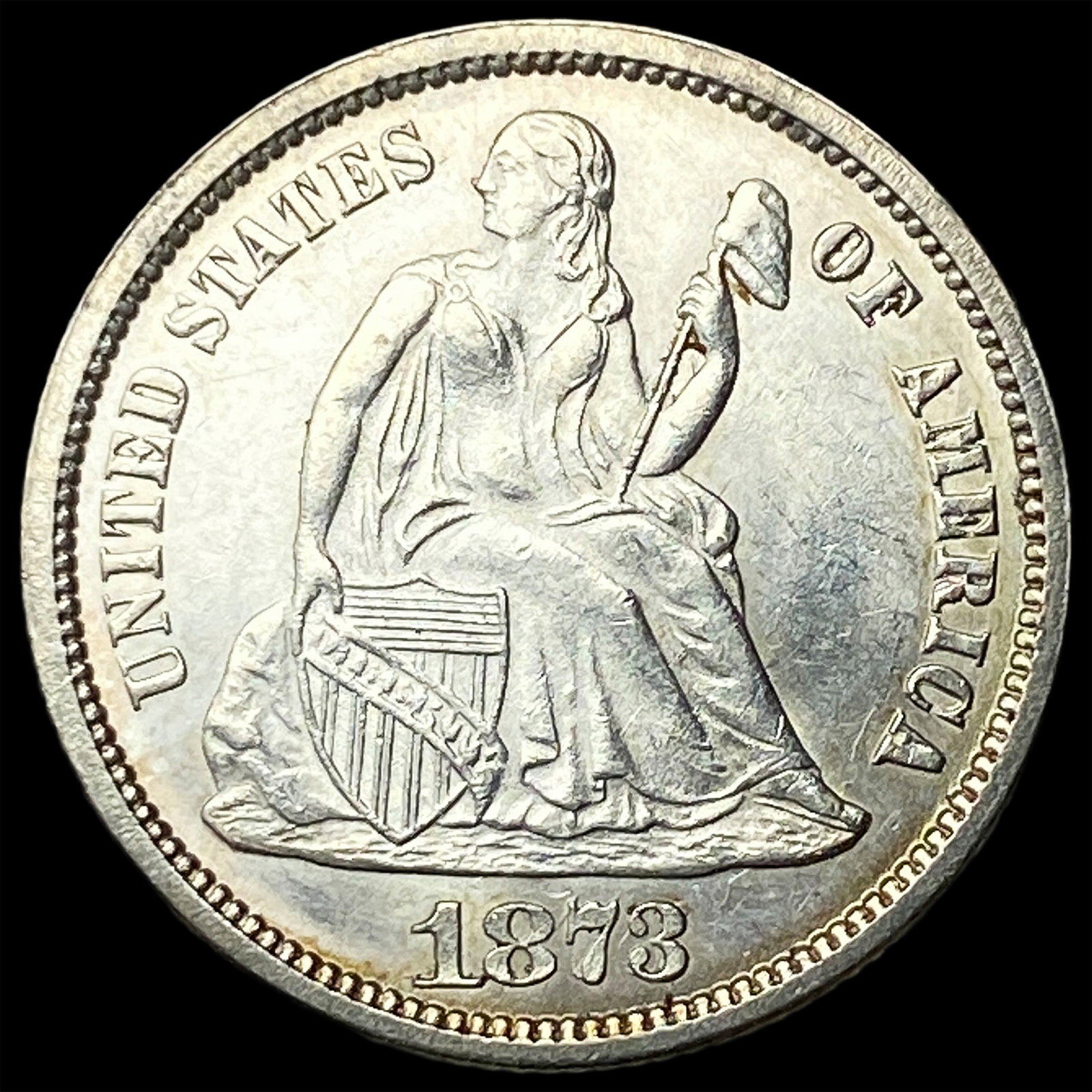 1873 Silver Seated Liberty Dime UNCIRCULATED: 1873 Silver Seated Liberty Dime UNCIRCULATED