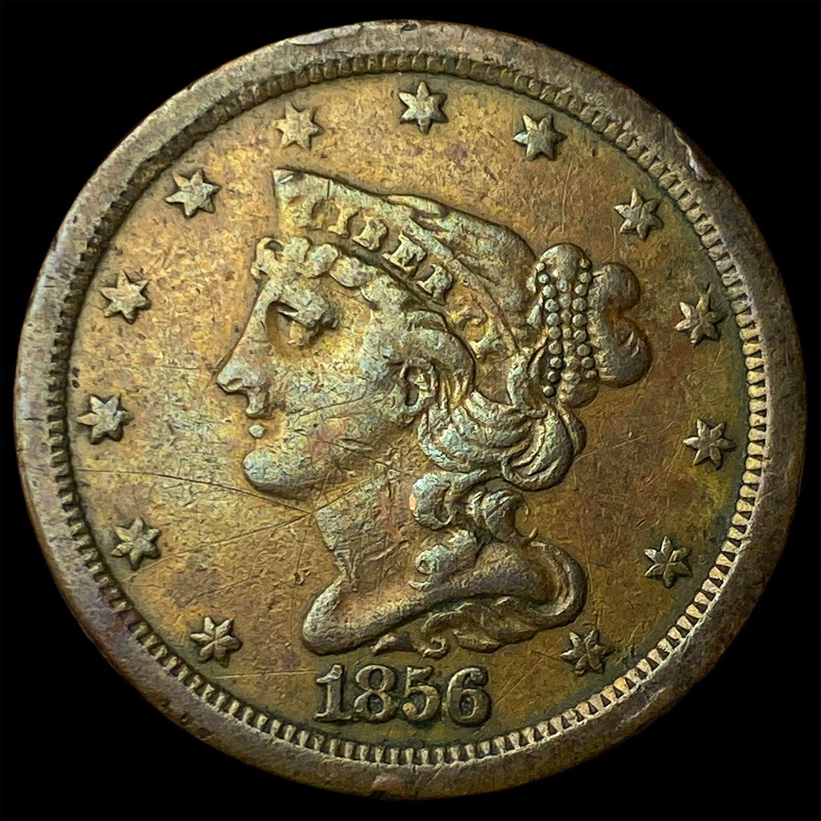 1856 Braided Hair Half Cent NEARLY UNCIRCULATED (1 of 2)