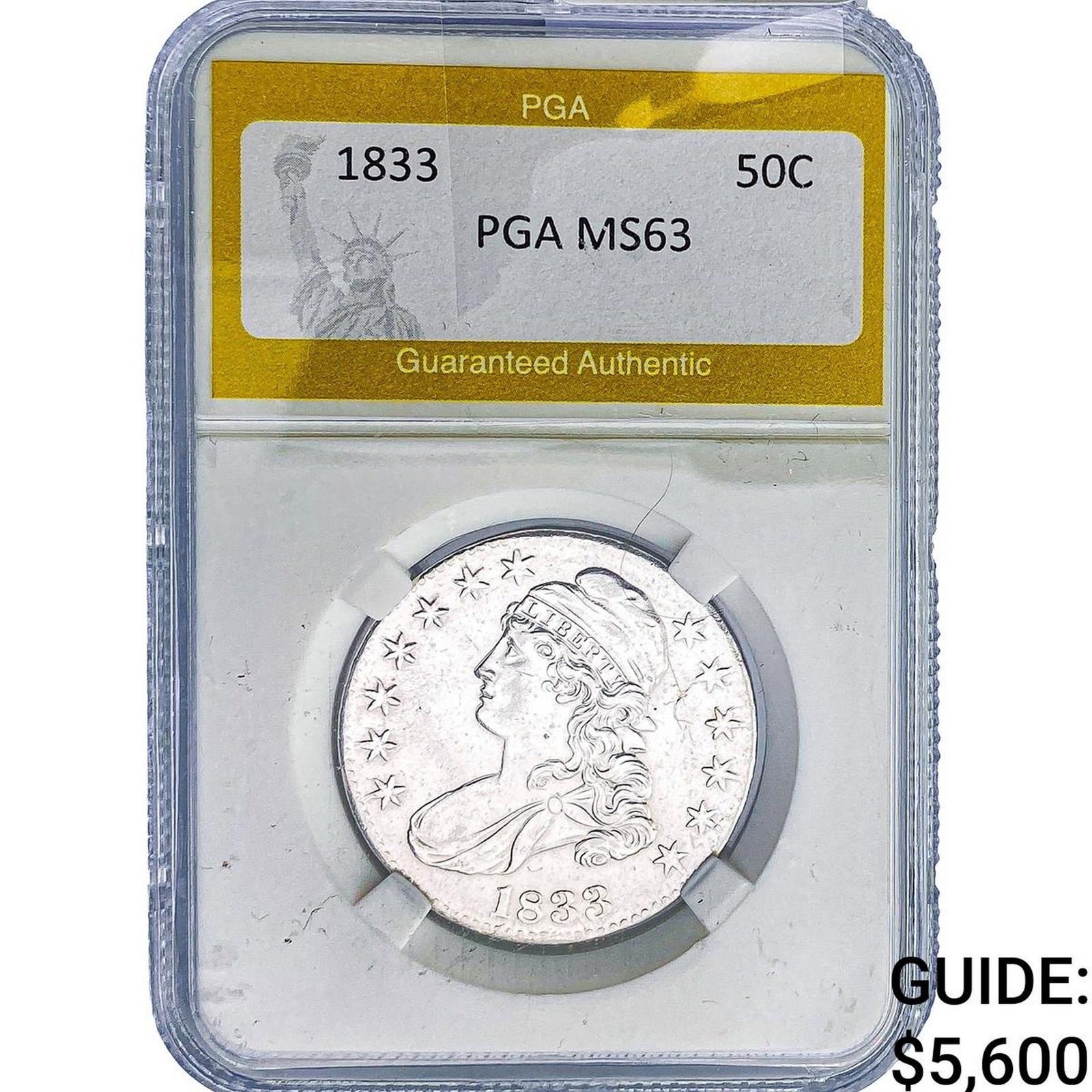 1833 Capped Bust Half Dollar PGA MS63 (1 of 2)