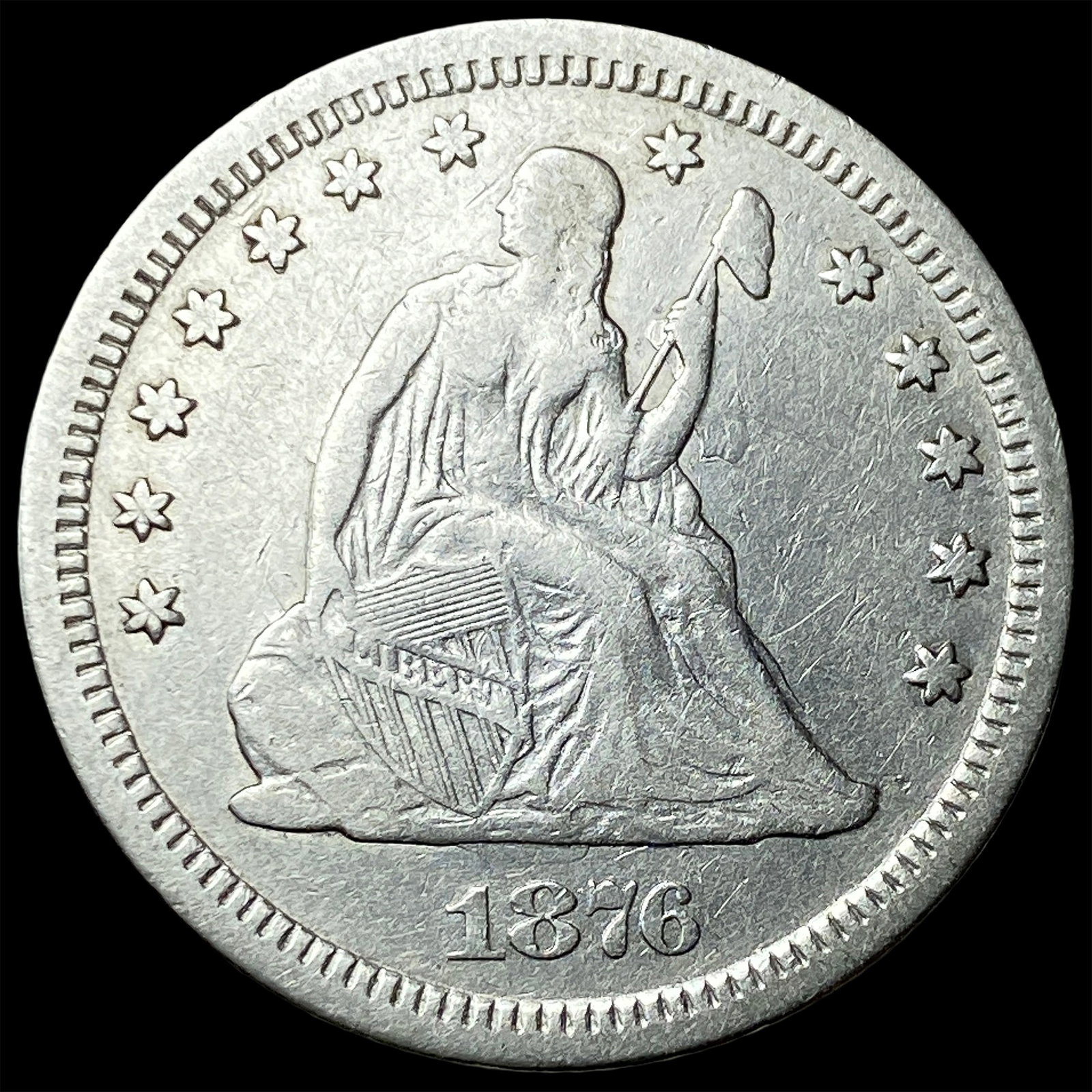 1876-CC Silver Quarter Dollar ABOUT UNCIRCULATED (1 of 2)