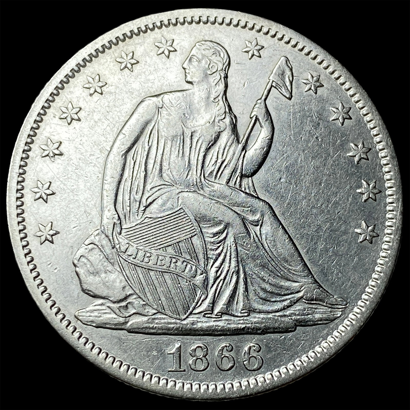 1866 Seated Liberty Half Dollar CLOSELY UNCIRCULATED (1 of 2)