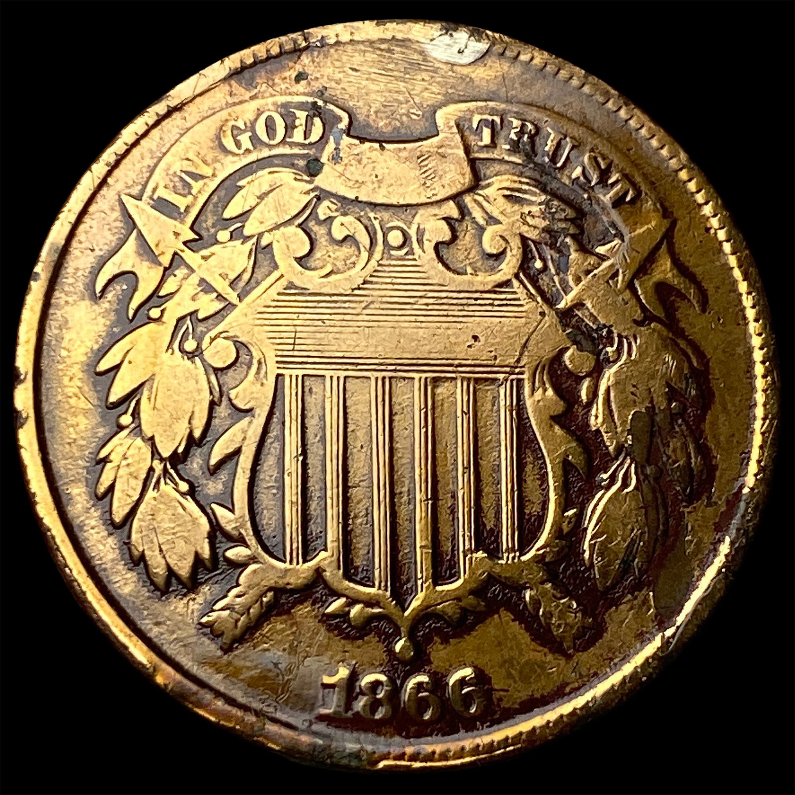1866 Copper Two-Cent Piece HIGH GRADE (1 of 2)
