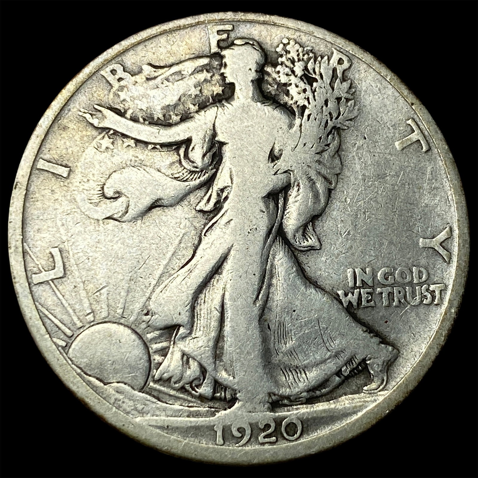 1920-D Silver Walking Liberty Half Dollar LIGHTLY CIRCULATED (1 of 2)