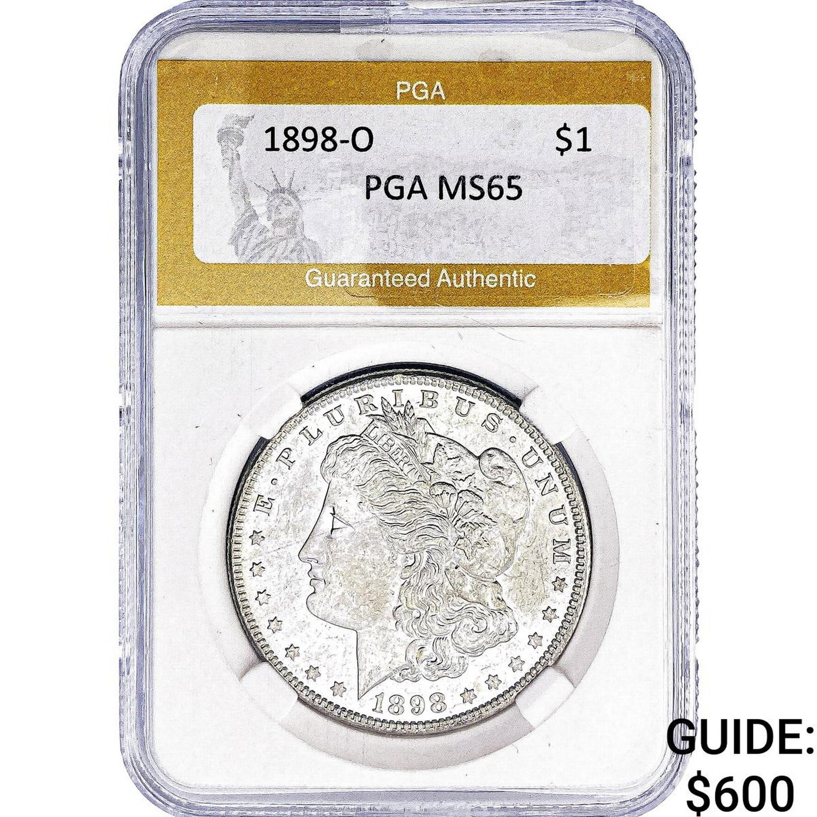 1898-O Morgan Silver Dollar PGA MS65: 1898-O Morgan Silver Dollar PGA MS65