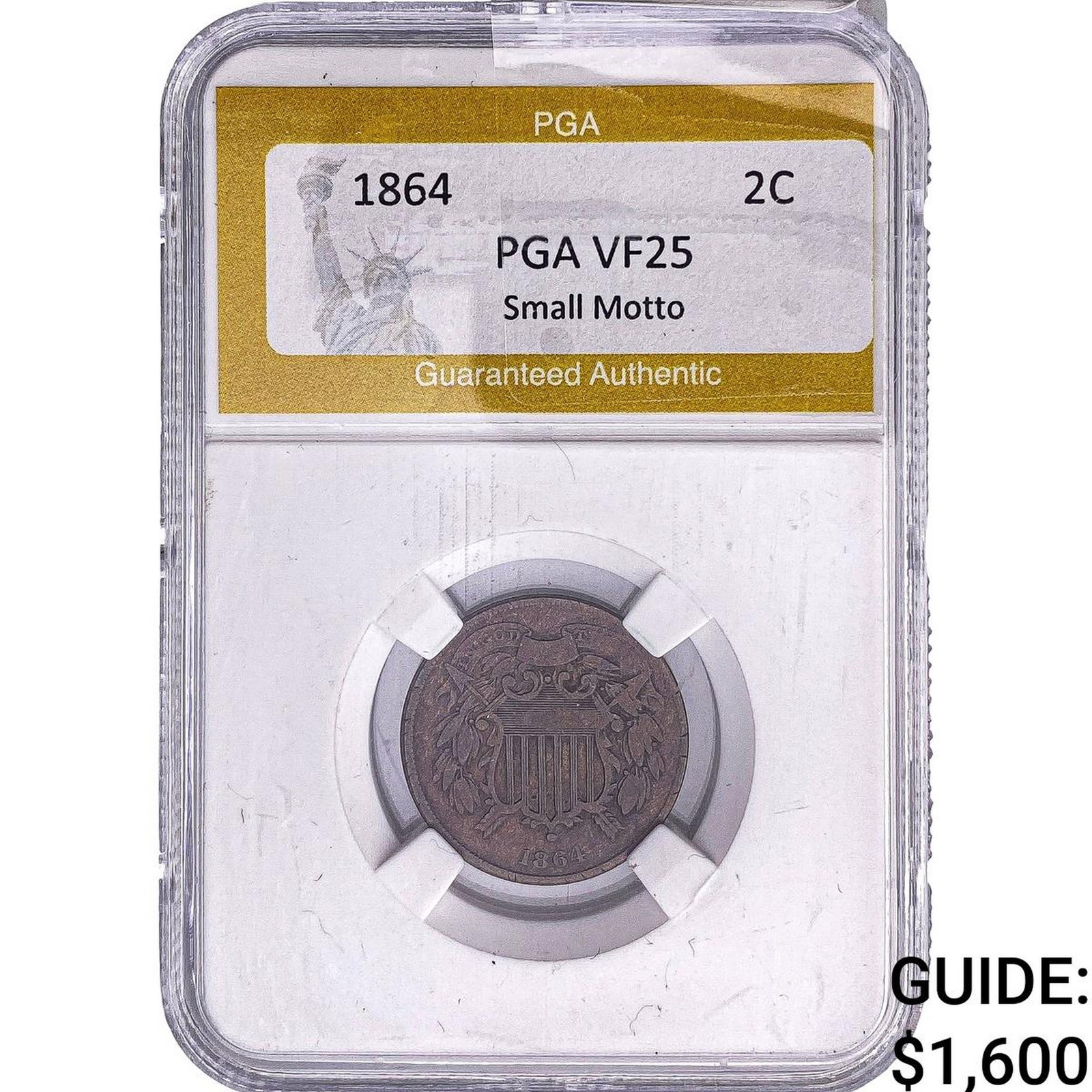 1864 Two Cent Piece PGA VF25 Small Motto (1 of 2)