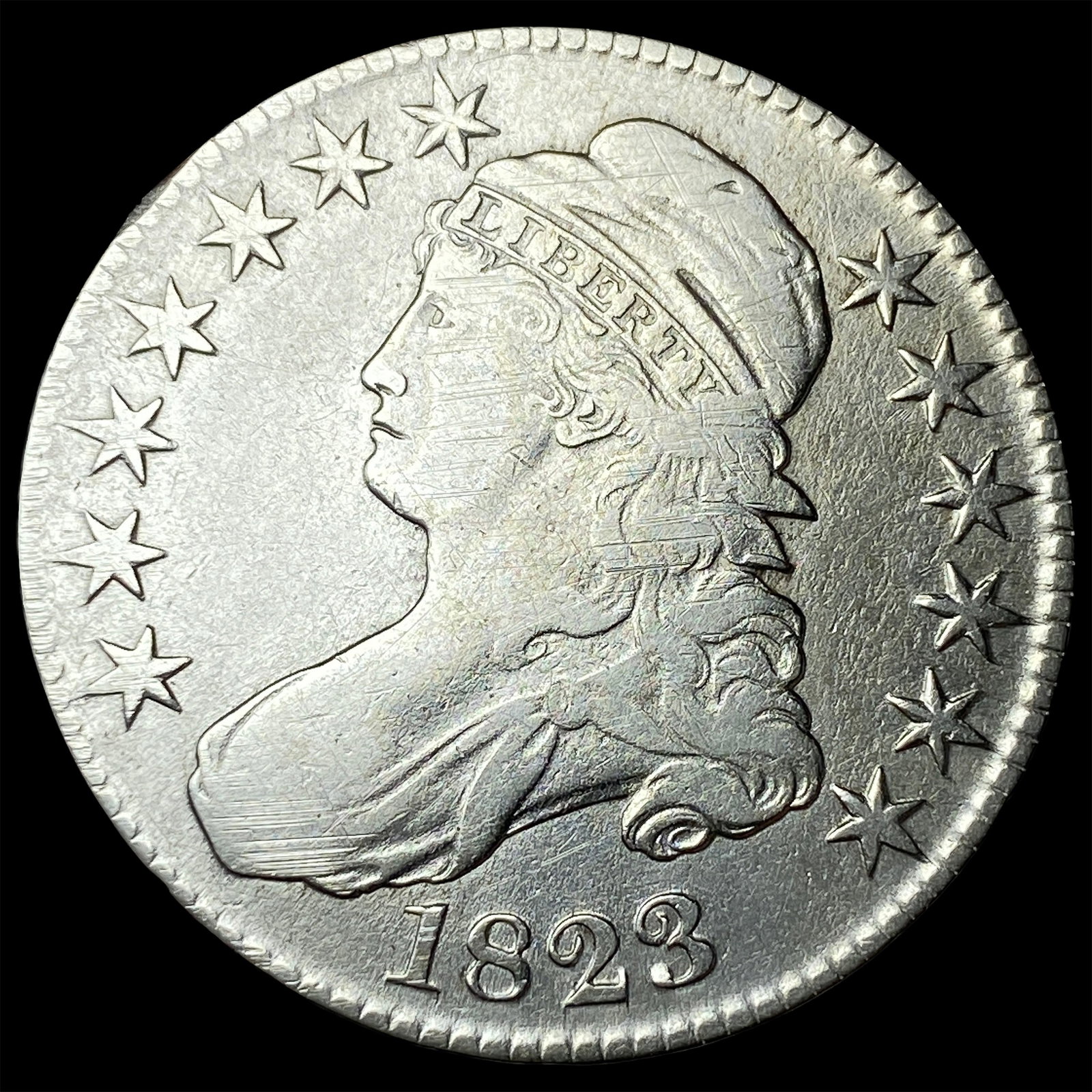 1823 Capped Bust Half Dollar ABOUT UNCIRCULATED (1 of 2)