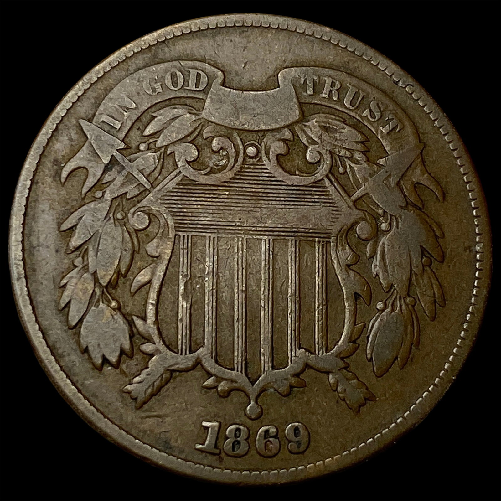 1869 Copper 2 Cents LIGHTLY CIRCULATED: 1869 Copper 2 Cents LIGHTLY CIRCULATED