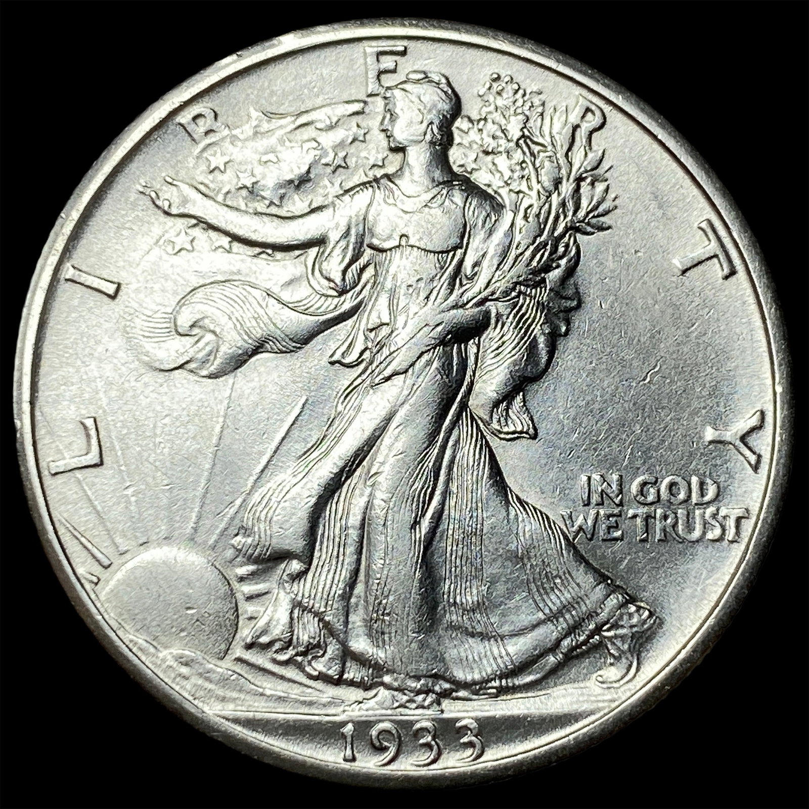 1933-S Silver Walking Liberty Half Dollar CLOSELY UNCIRCULATED: 1933-S Silver Walking Liberty Half Dollar CLOSELY UNCIRCULATED