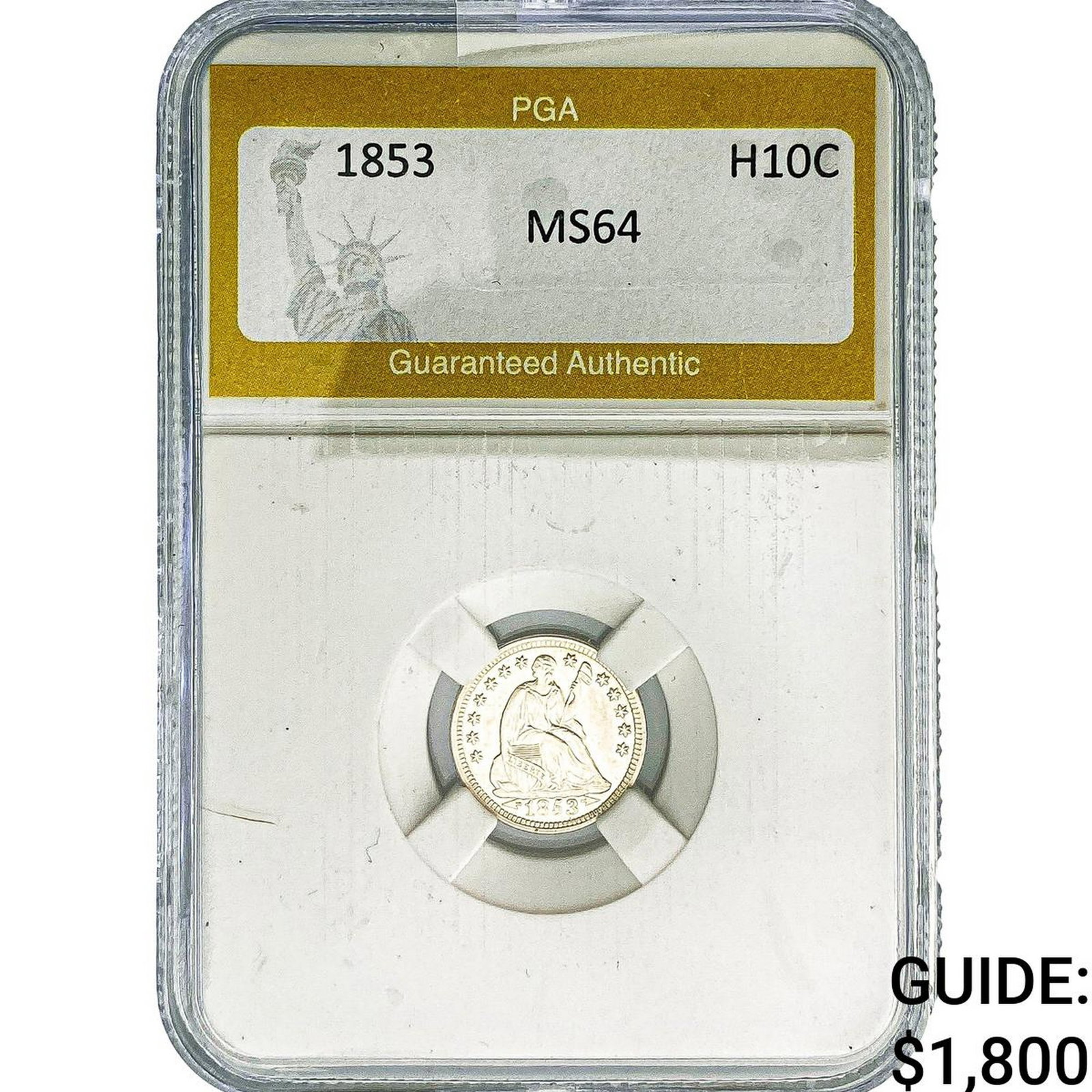 1853 Seated Liberty Half Dime PGA MS64 (1 of 2)