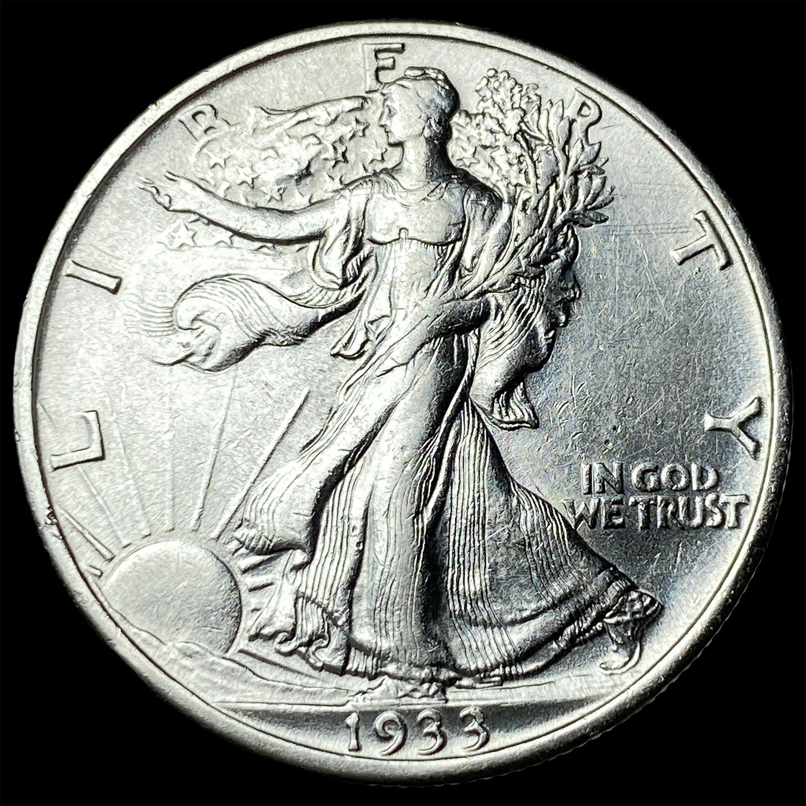1933-S Silver Half Dollar Walking Liberty CLOSELY UNCIRCULATED: 1933-S Silver Half Dollar Walking Liberty CLOSELY UNCIRCULATED