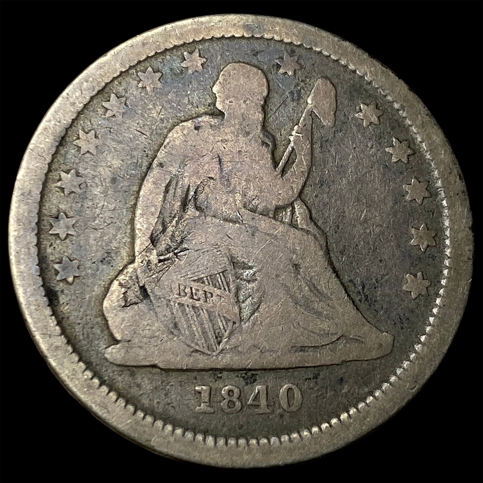1840-O Silver Seated Liberty Quarter NICELY CIRCULATED: 1840-O Silver Seated Liberty Quarter NICELY CIRCULATED